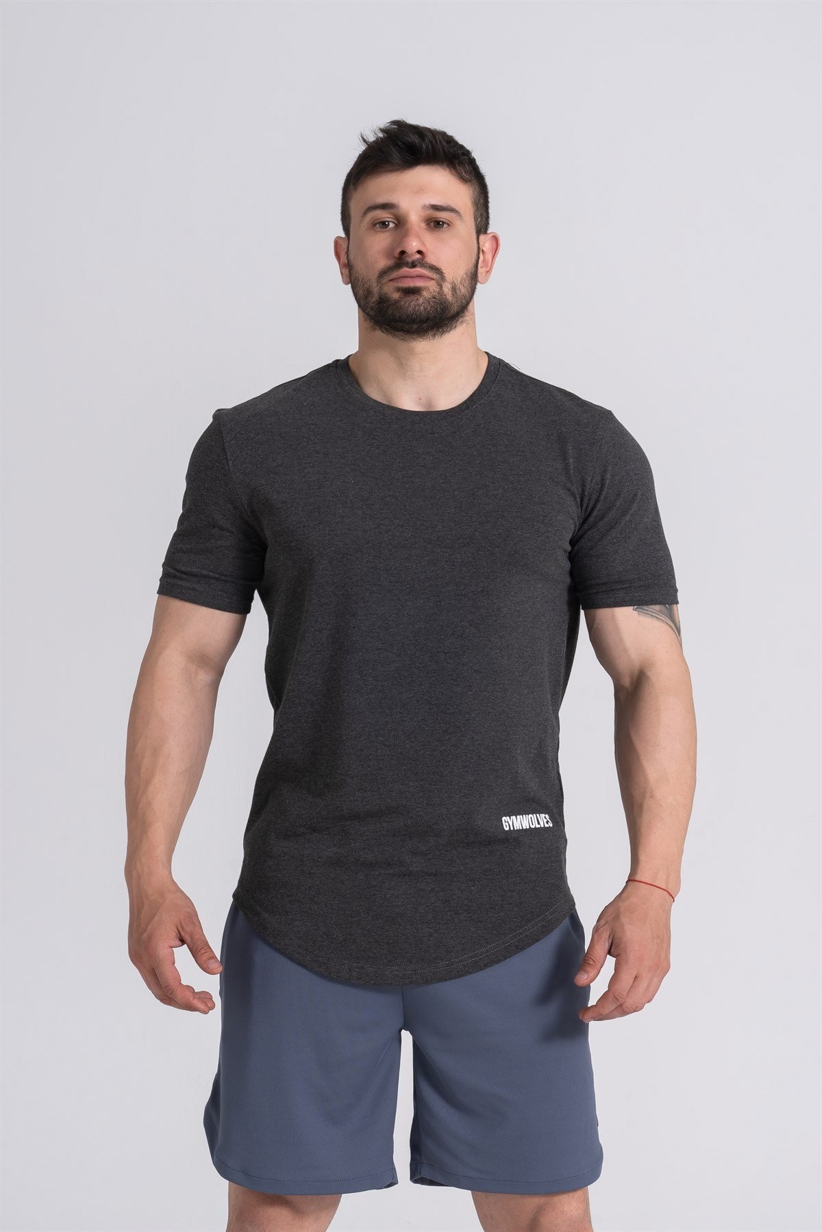 Gymwolves Erkek Spor T-Shirt | T-shirt | Workout Tanktop | Siyah Melanj | Never Give Up |