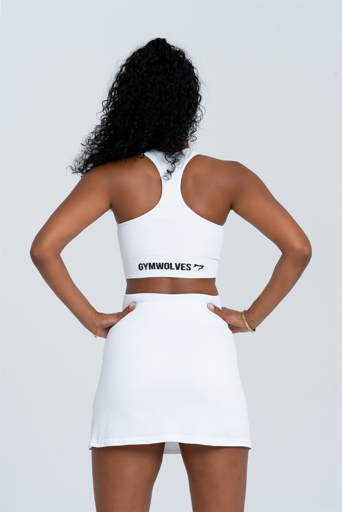 Gymwolves Spor Tennis Etek | Beyaz | Seamless Short Skirt |