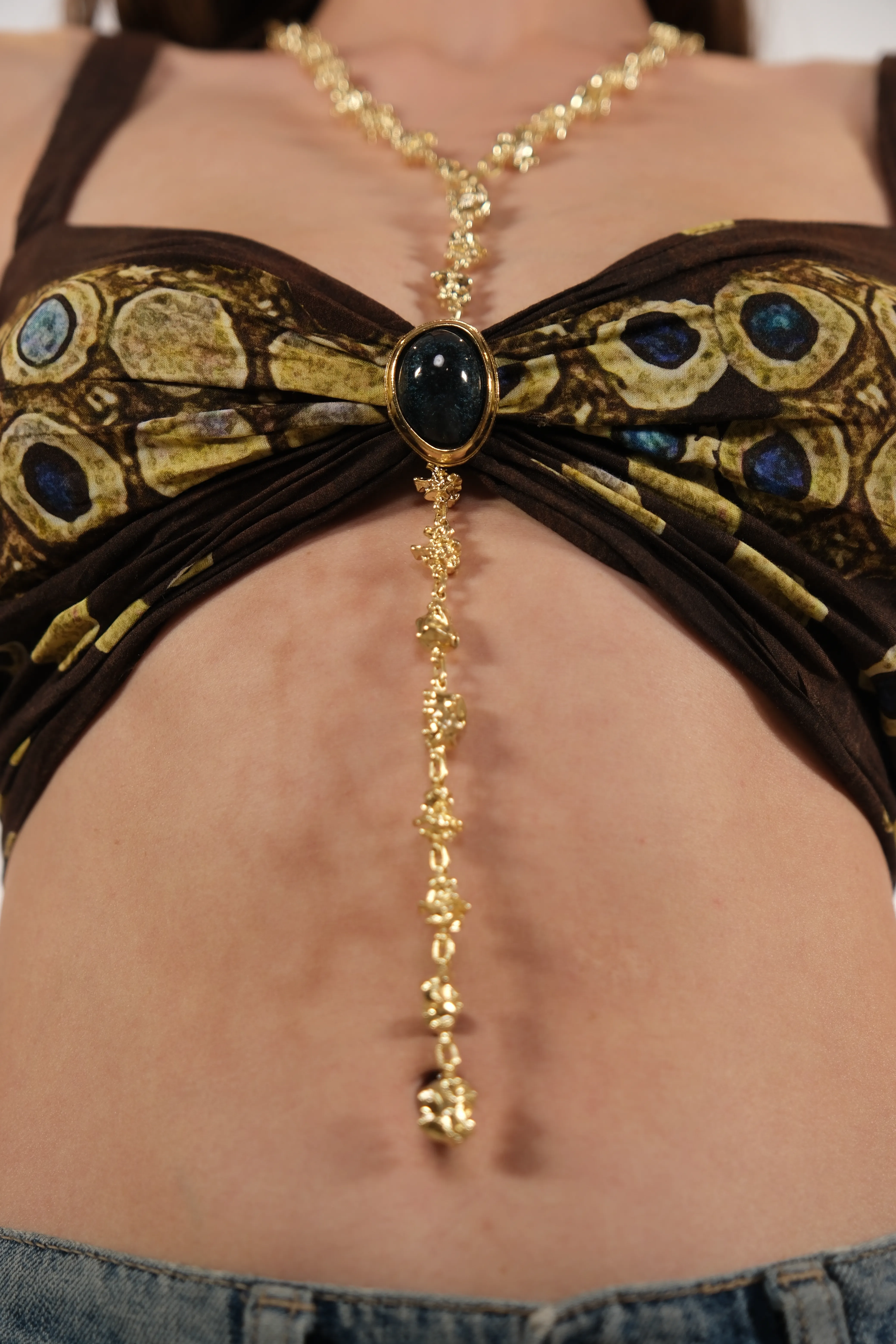 Altın kaplama tasarım Y kolye