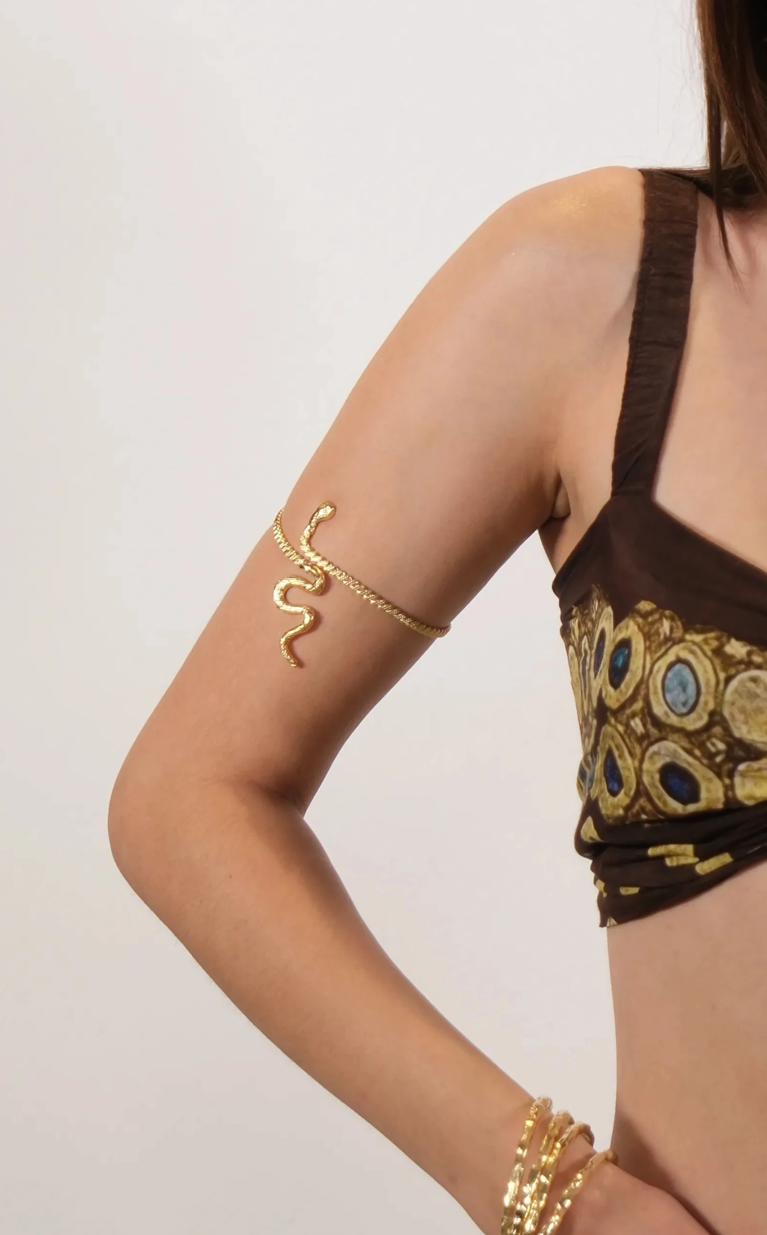 Altın kaplama yılan pazu bilekliği