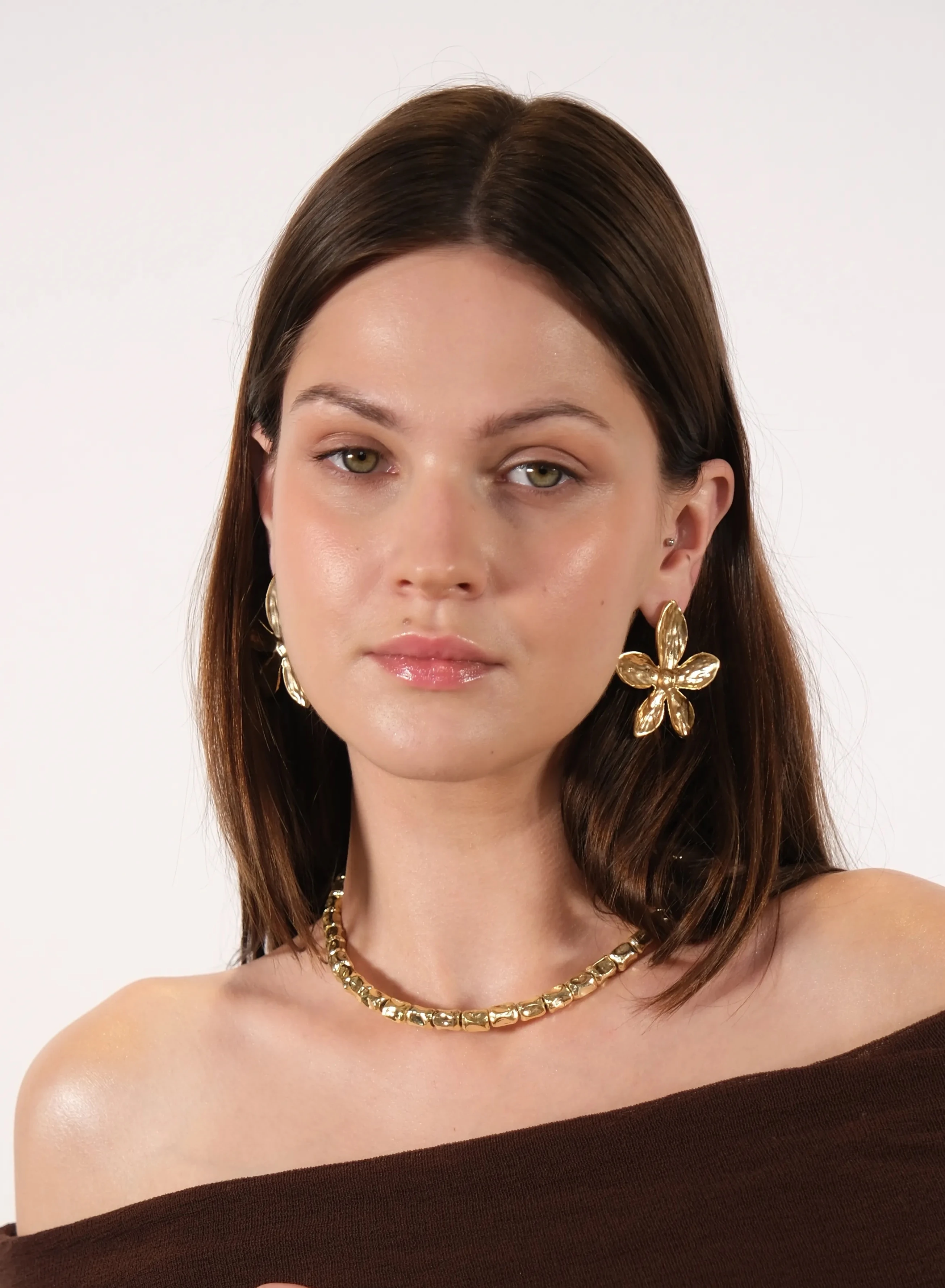 Altın kaplama kalın boncuk tasarım kolye