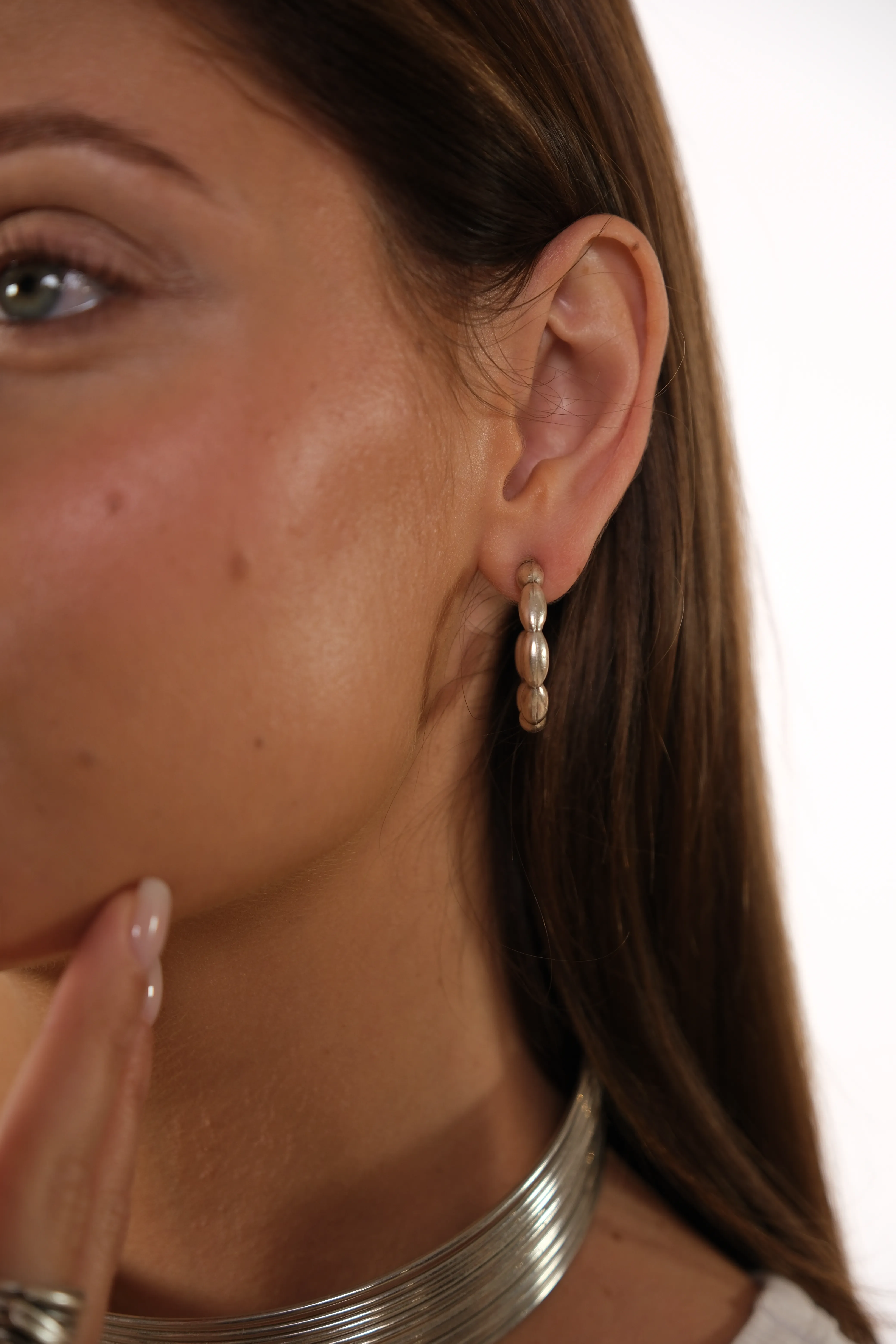 Gümüş kaplama modern halka küpe