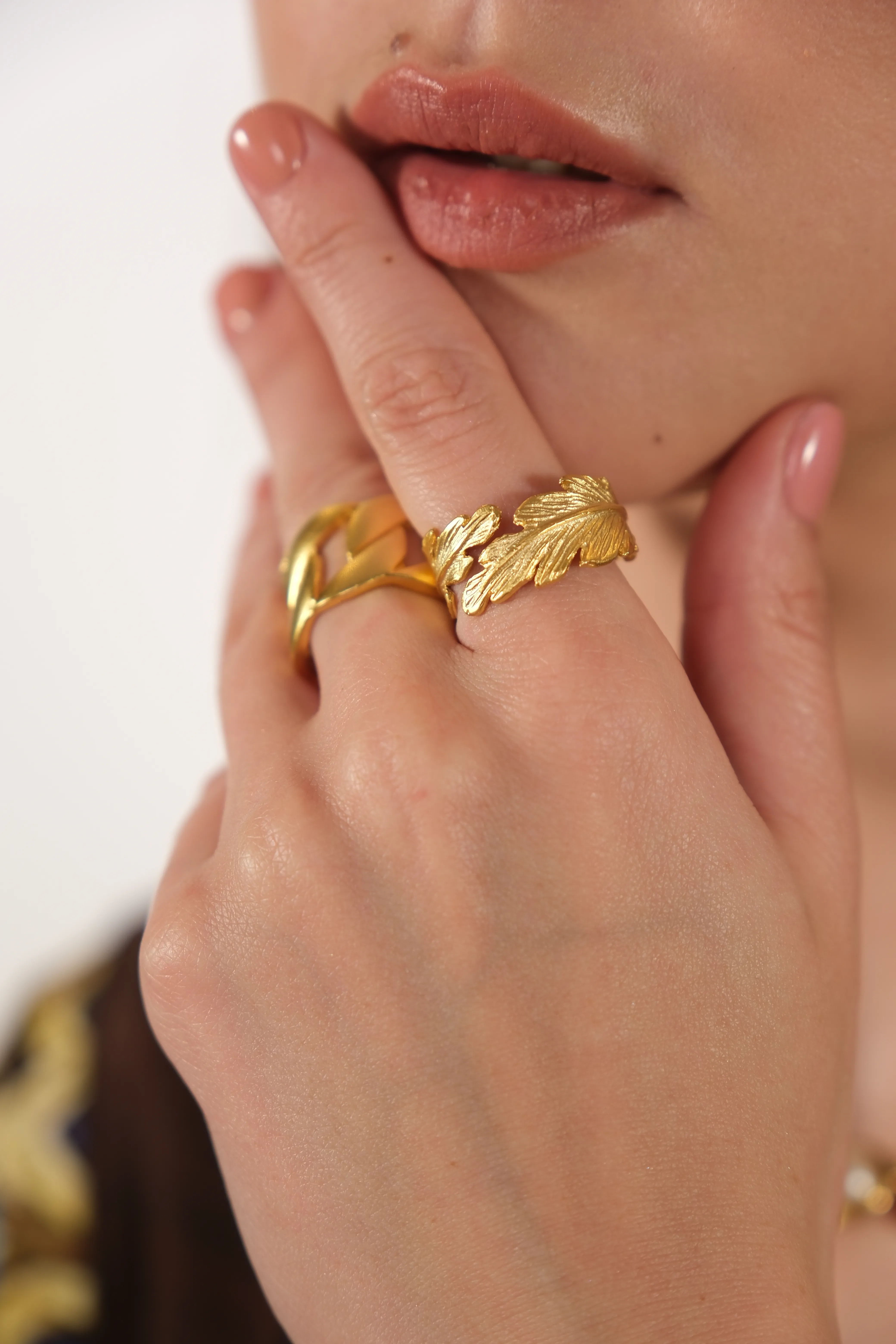 Altın kaplama ayarlanabilir zincir yüzük