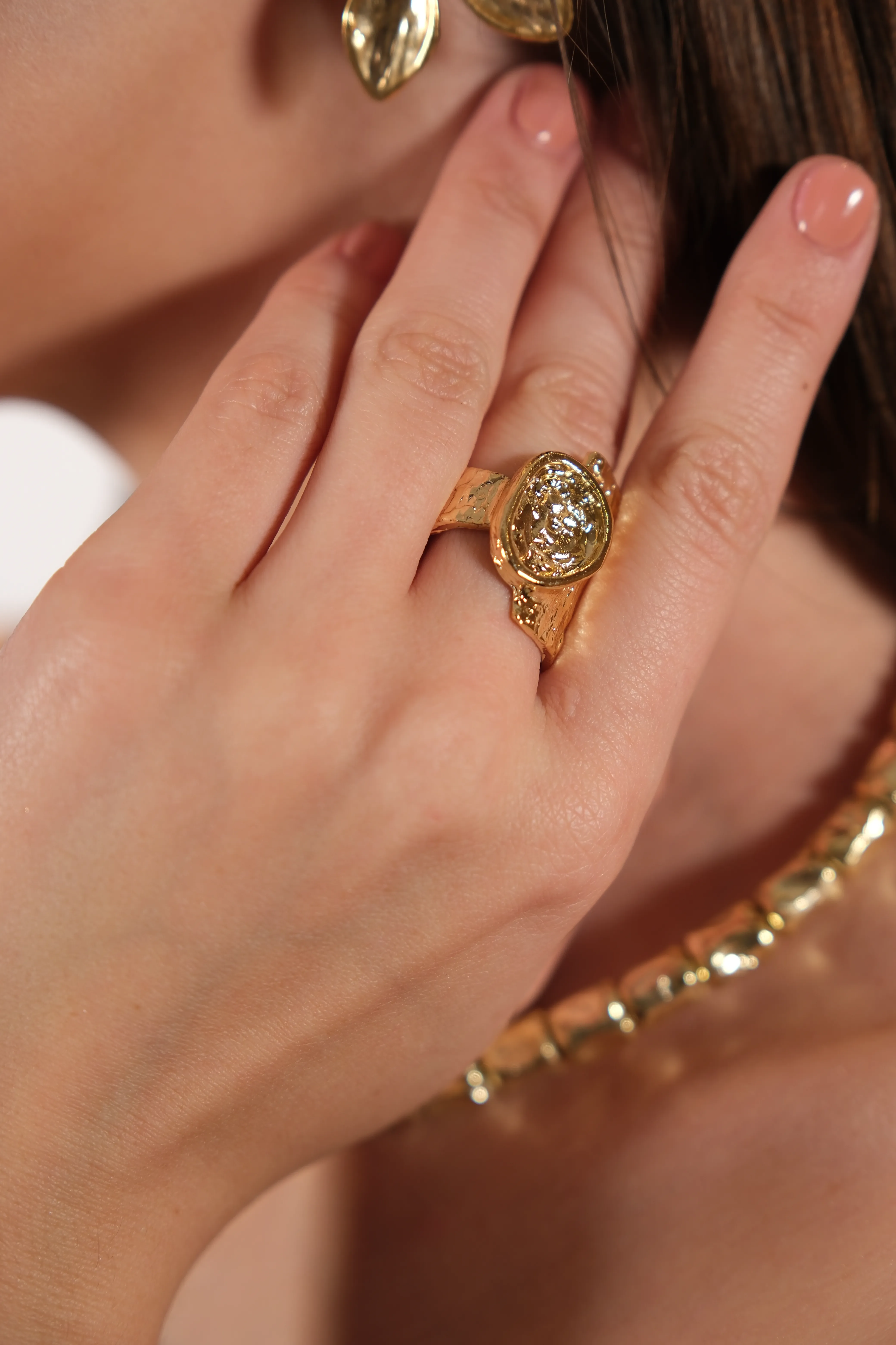 Altın kaplama ayarlanabilir yüzük