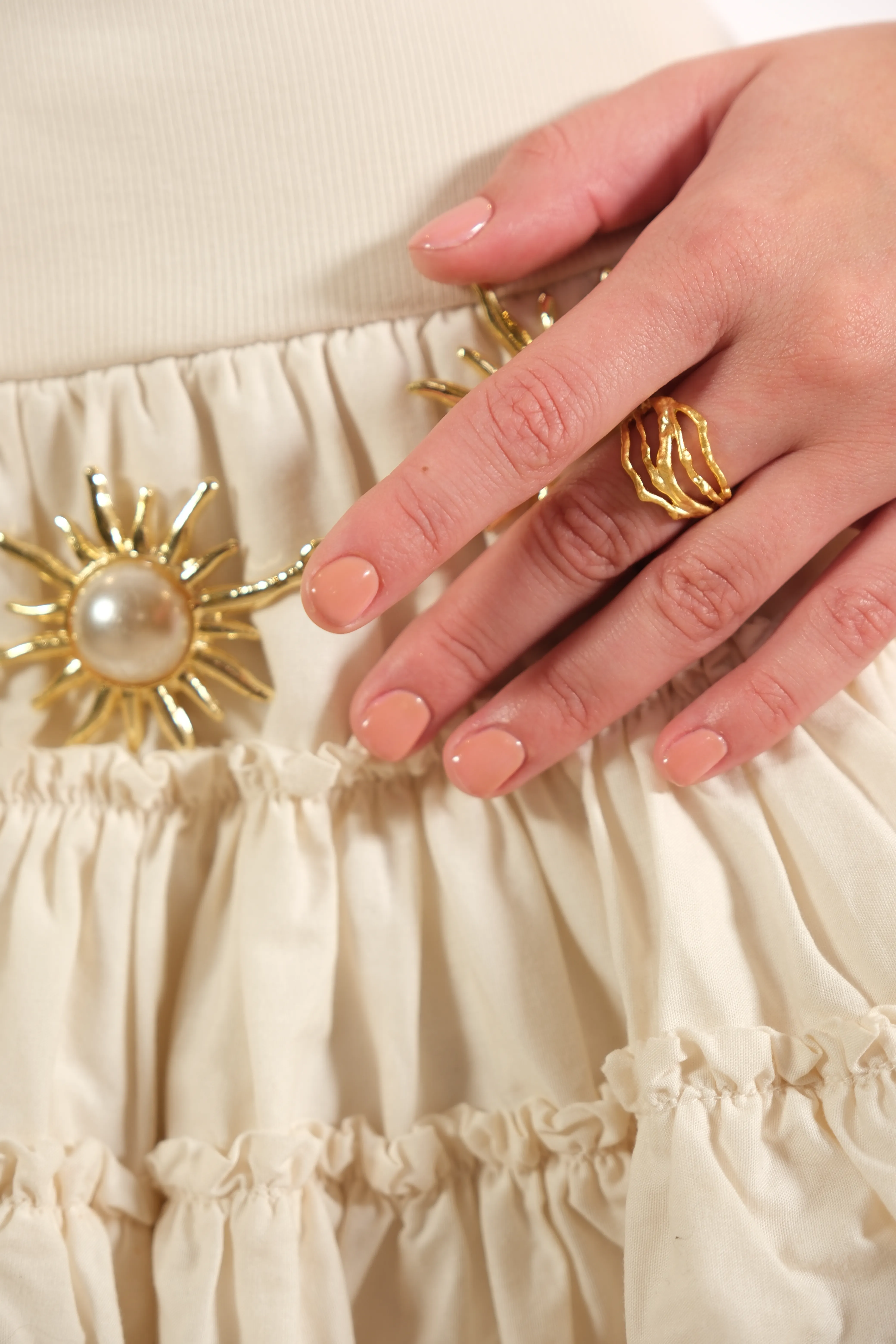 Altın kaplama modern ayarlanabilir yüzük