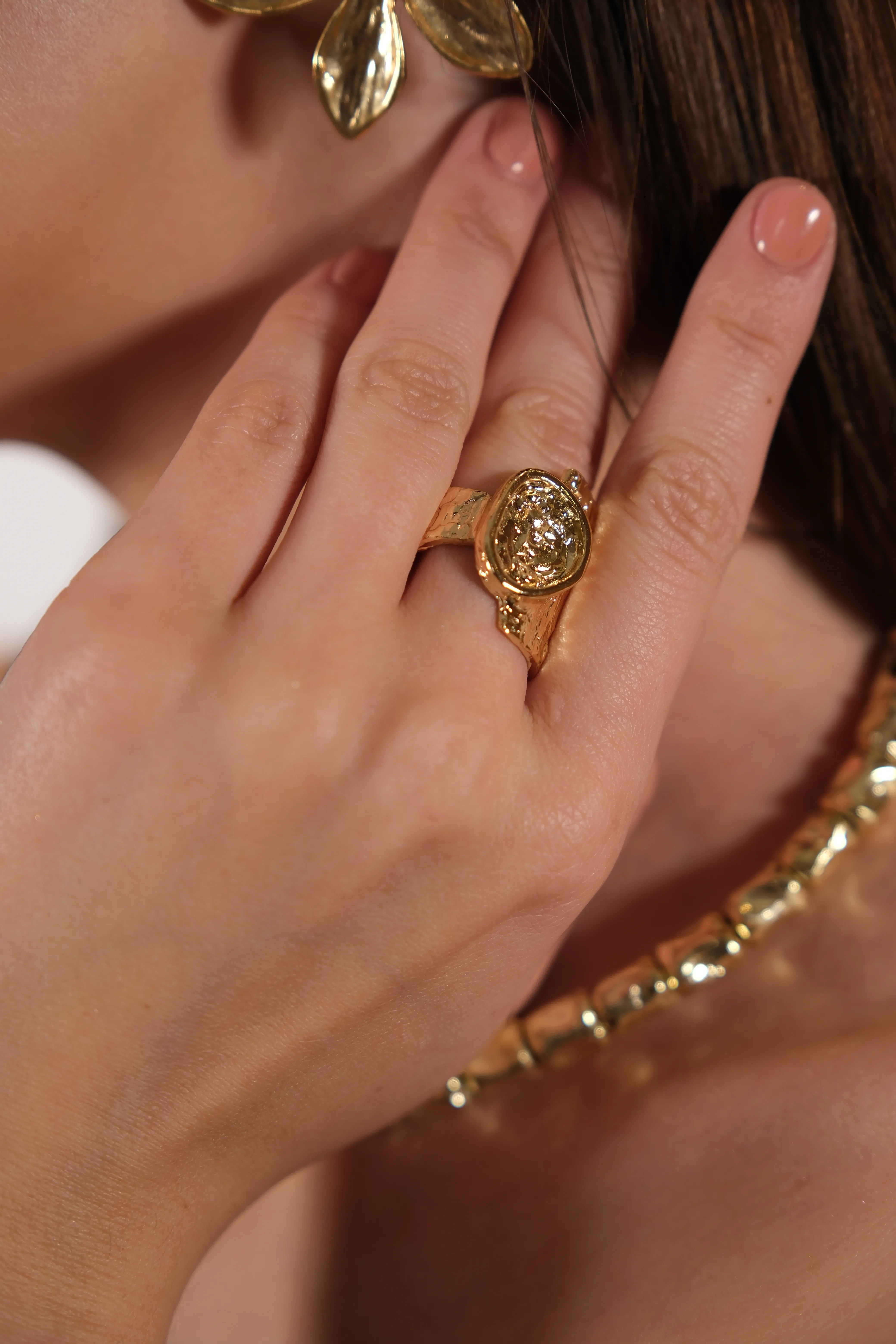 Altın kaplama ayarlanabilir yüzük