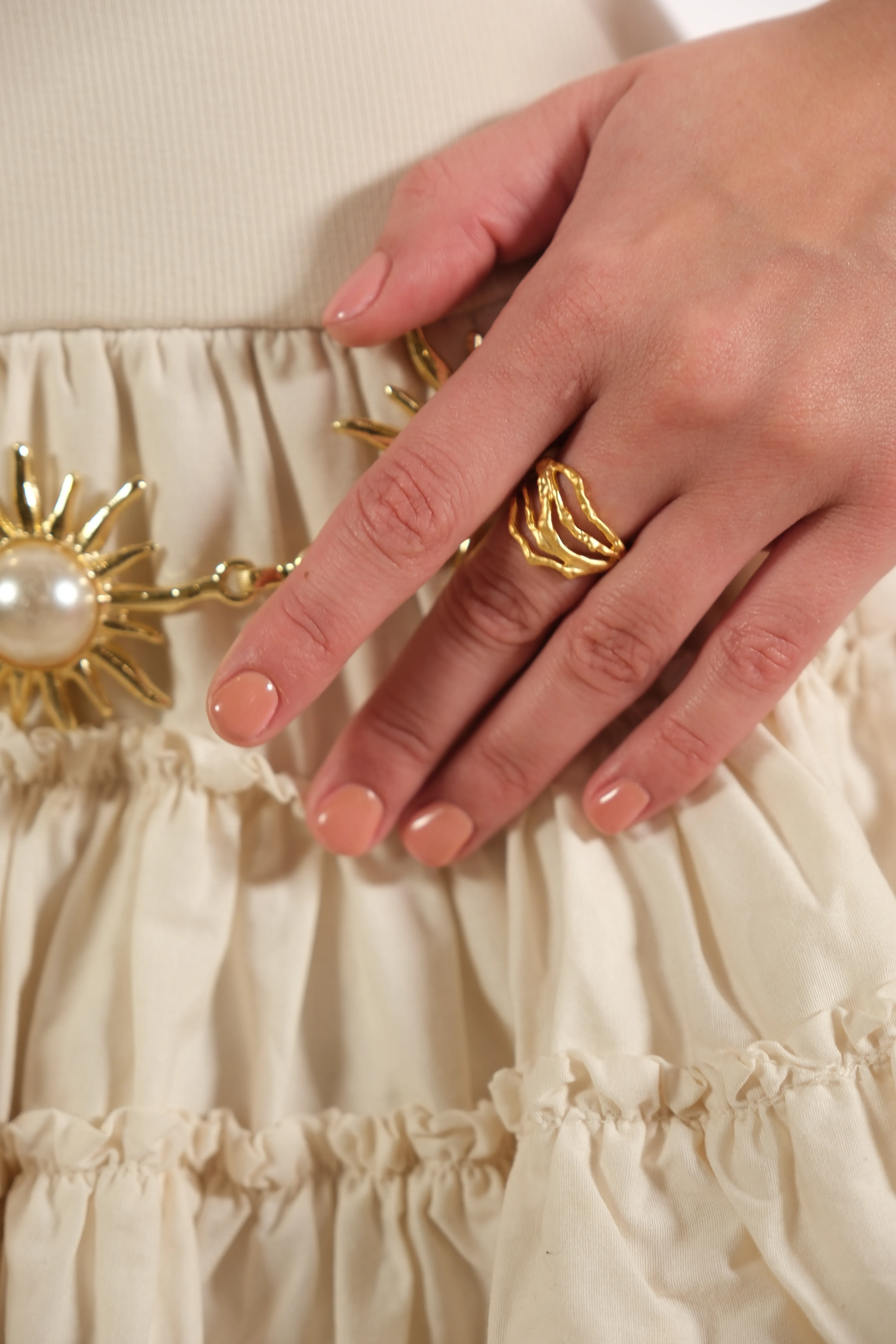 Altın kaplama modern ayarlanabilir yüzük