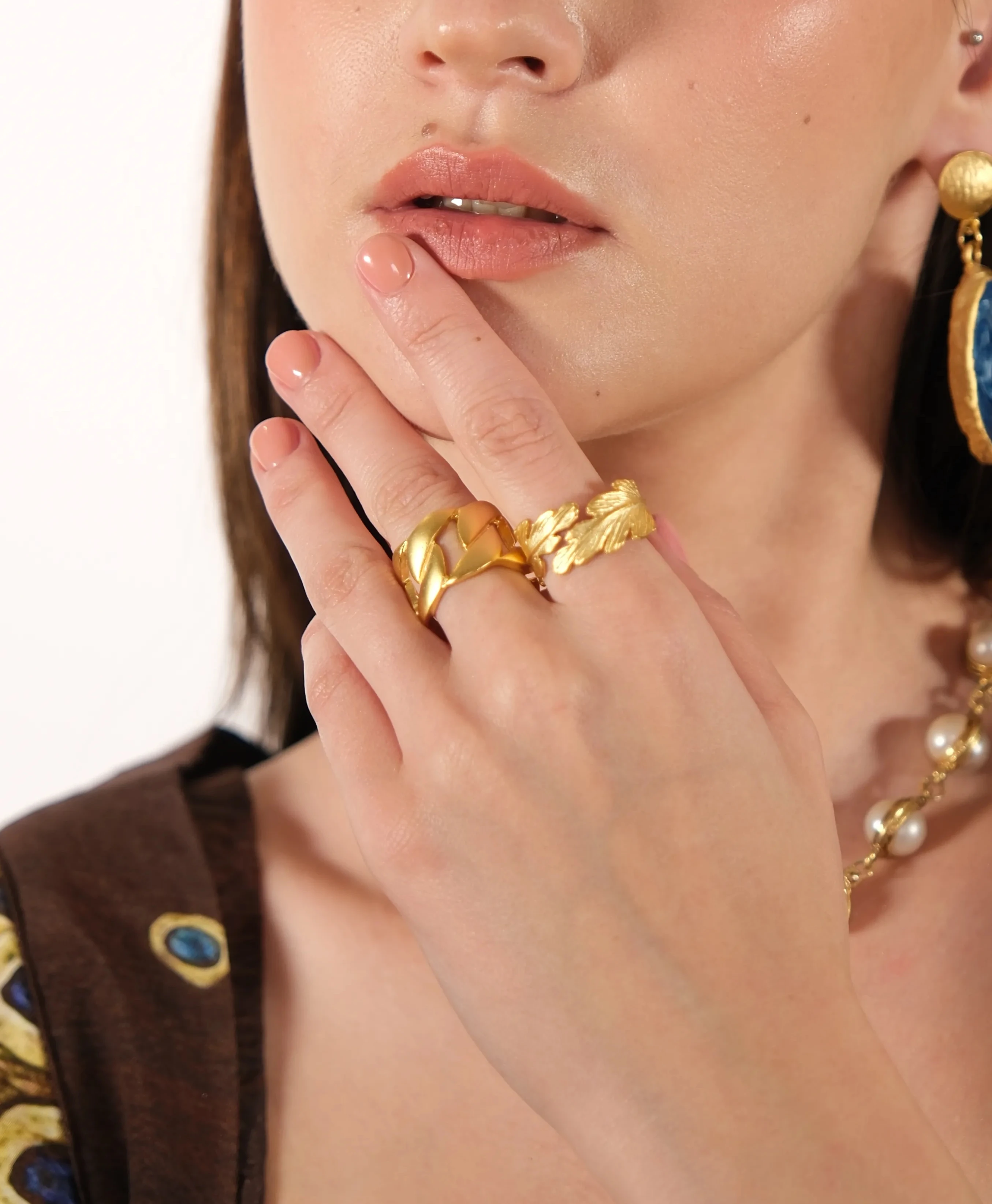 Altın kaplama ayarlanabilir zincir yüzük