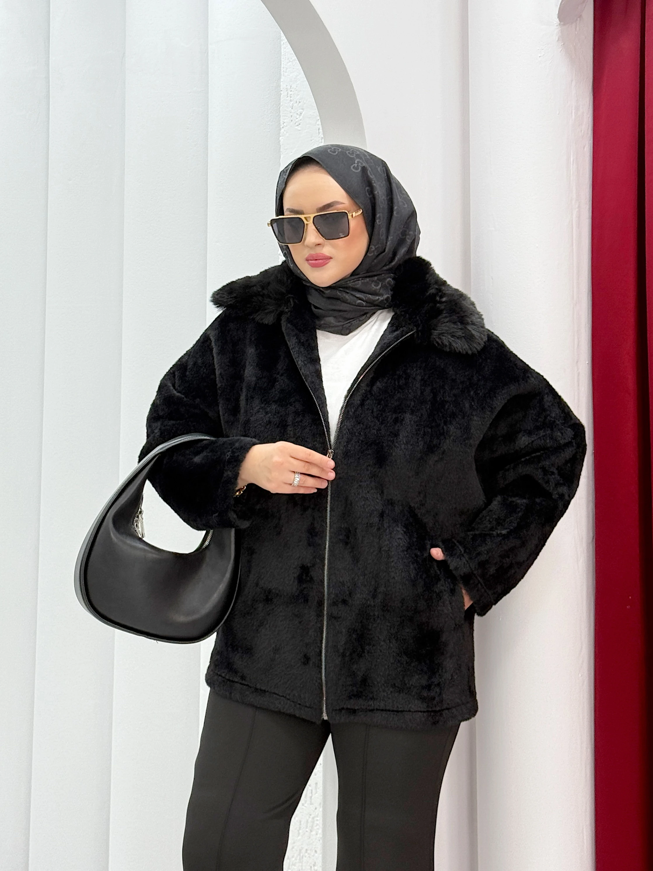 Angora Kürk Yaka Kaban 1015