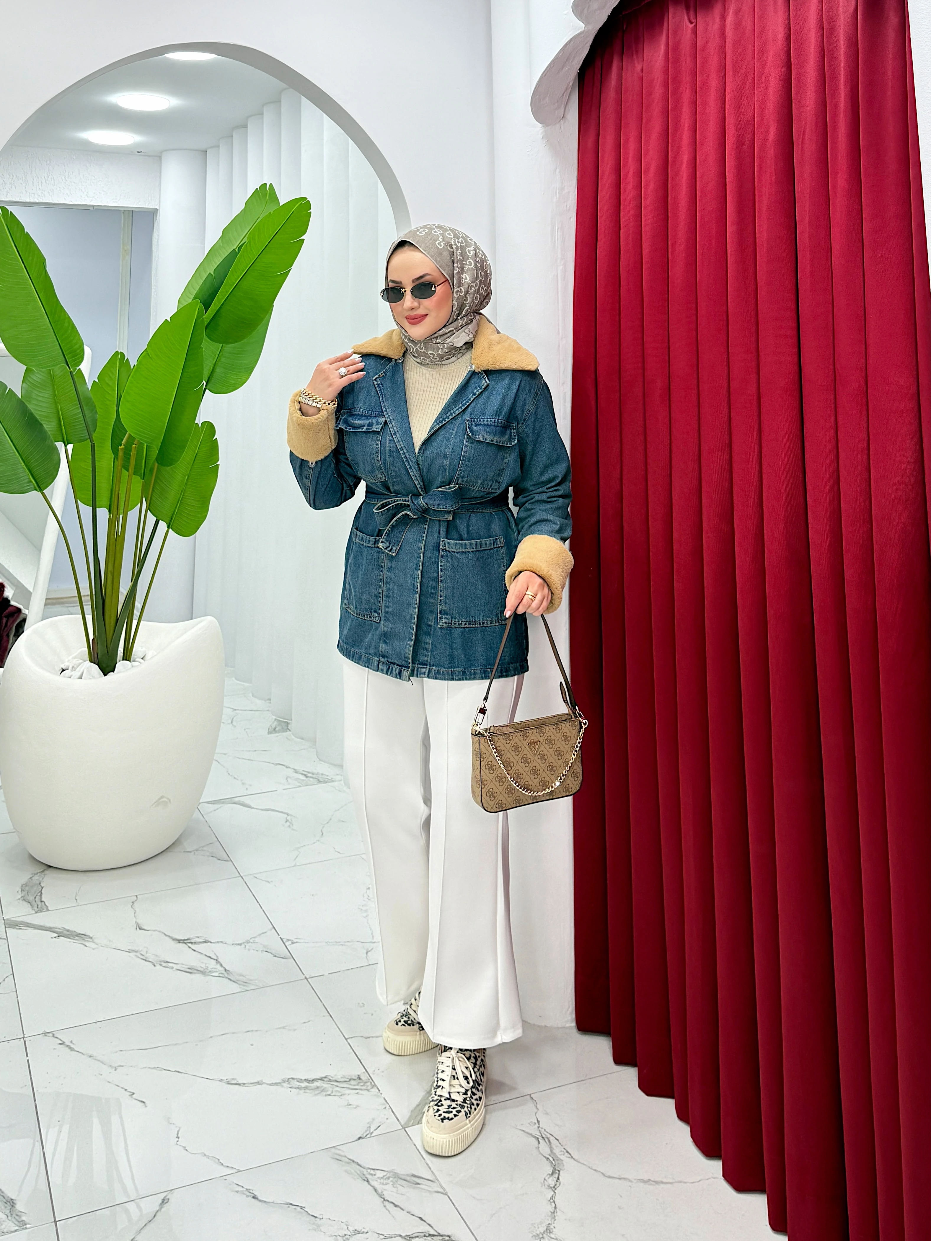 Kürk Yaka Kot Ceket