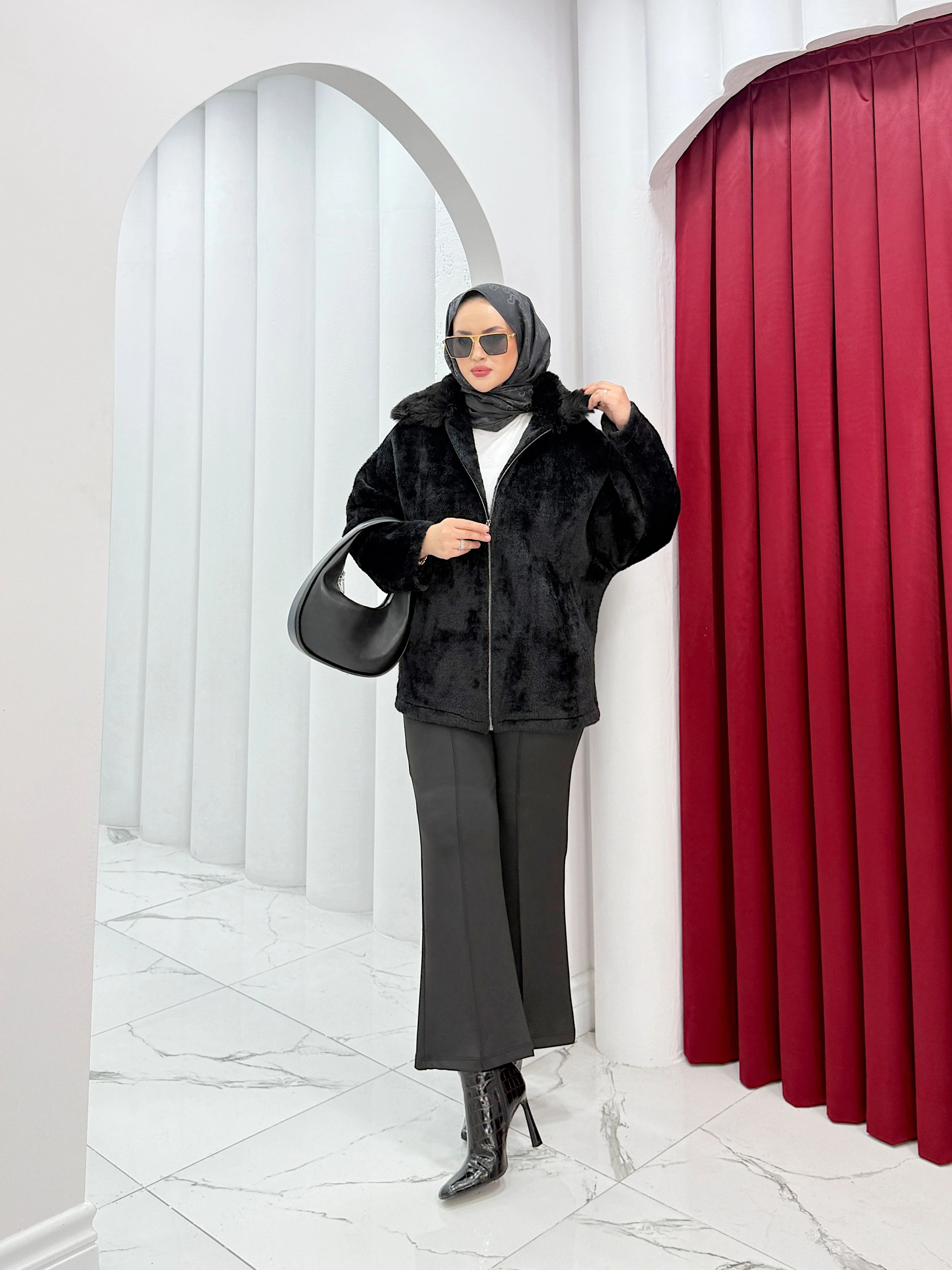 Angora Kürk Yaka Kaban 1015