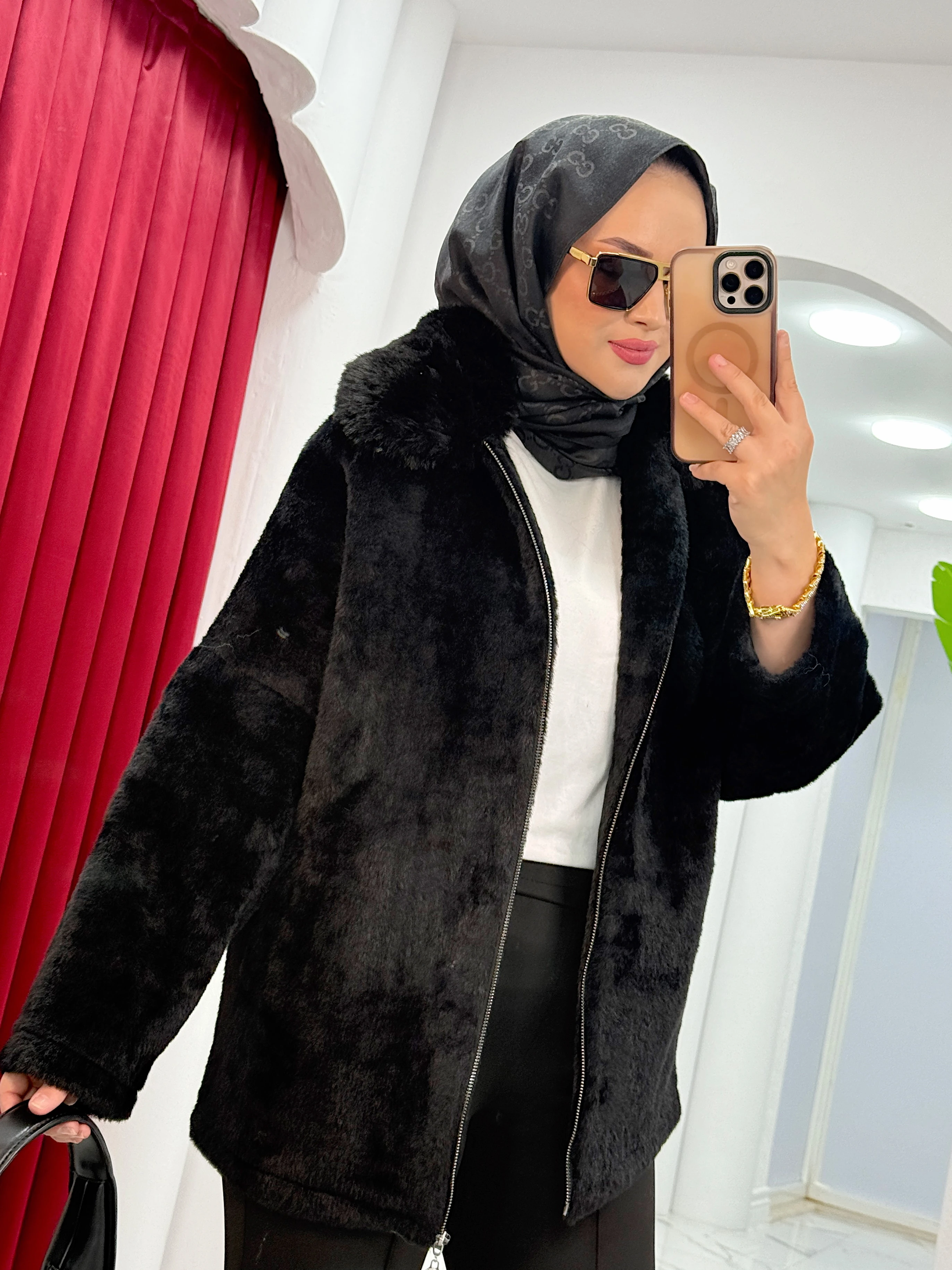 Angora Kürk Yaka Kaban 1015