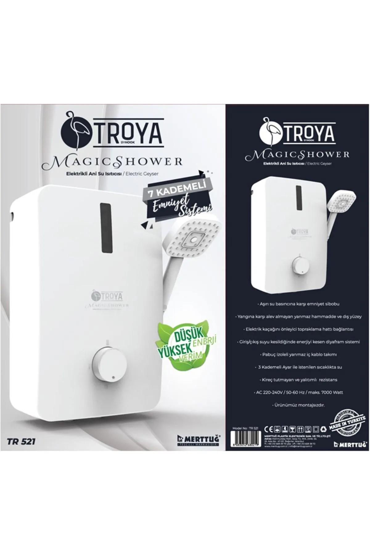 Troya By Hook TR-521 Elektrikli Banyo Şofbeni, Elektrikli Ani Su Isıtıcı