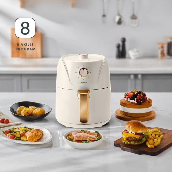 Homend Airfryday 2504H 8 Farklı Programlı, 4,3 Litre Airfryer Krem