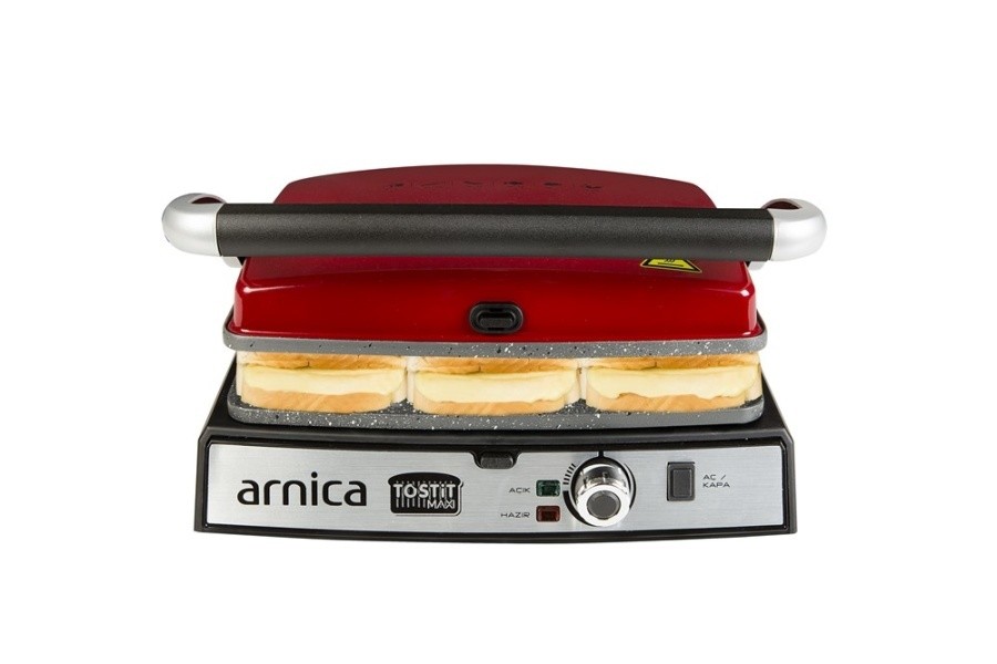 Arnica Tostit Maxi Granit Kırmızı 2000 W Tost Makinesi