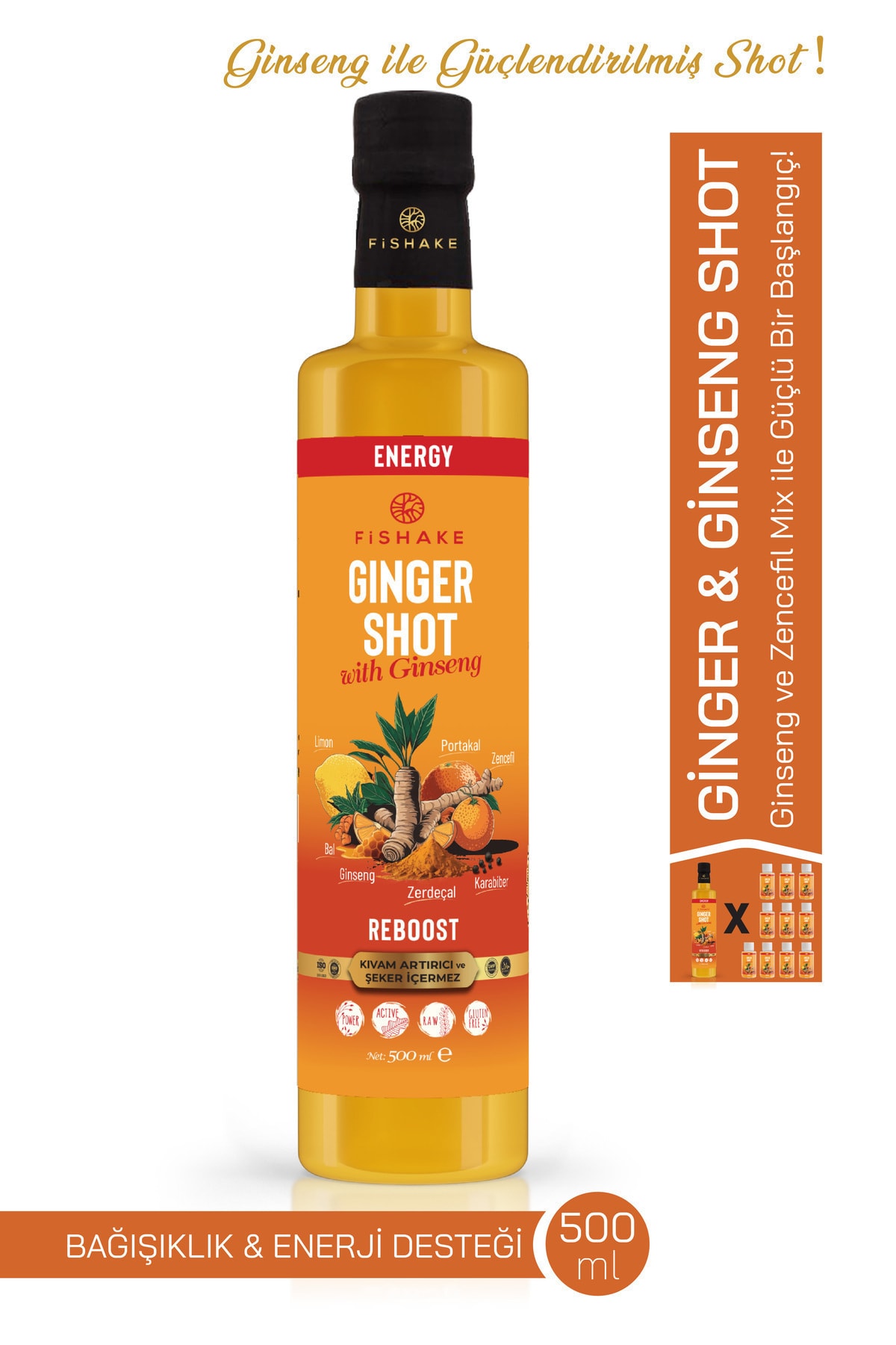 Ginger Shot & Ginsengli / Zencefil Shot 500 ml