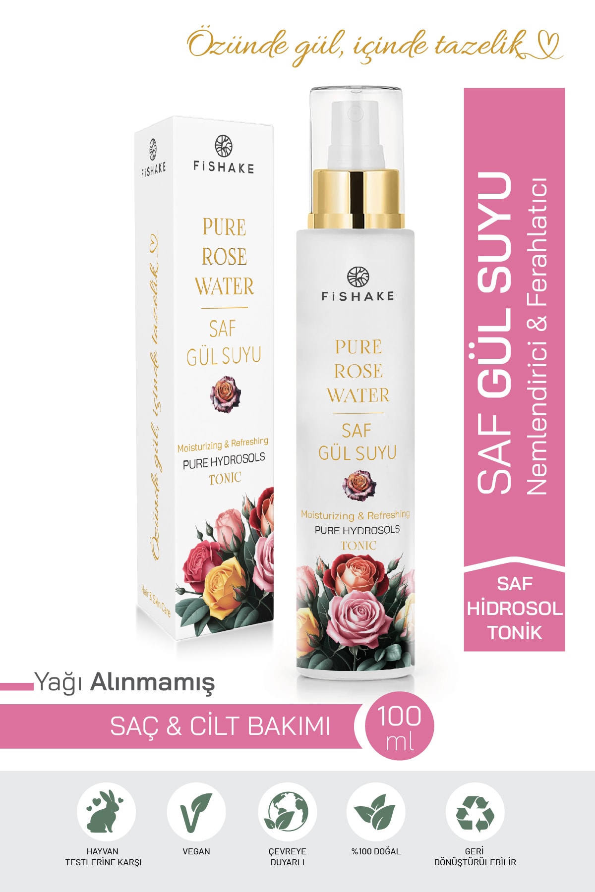 Gül Mayası %100 Saf ve Doğal Gül Suyu Gözenek Sıkılaştırıcı Aydınlatıcı ve Arındırıcı Tonik 100 Ml