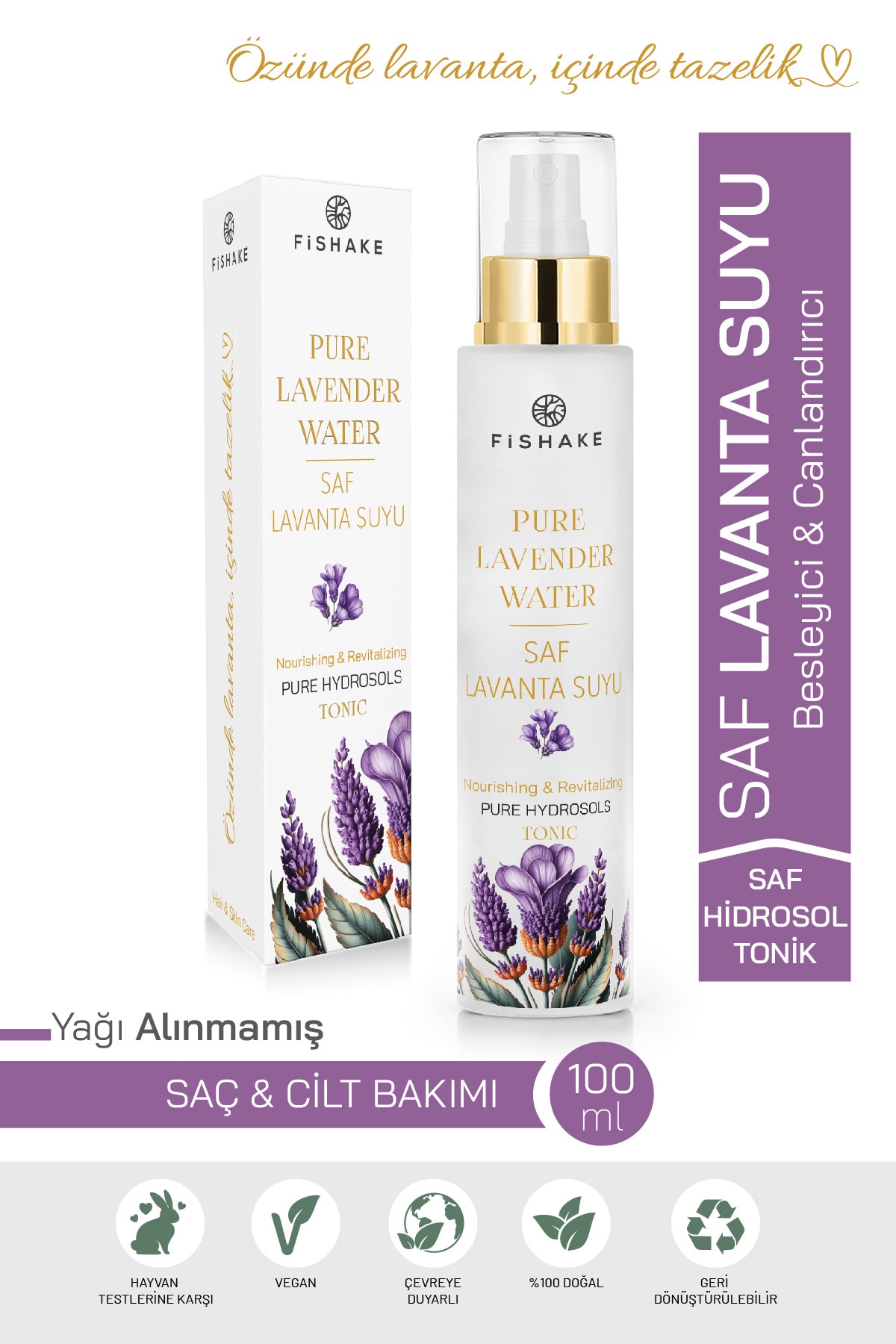 Lavanta Suyu %100 Saf ve Doğal Canlandırıcı Ve Besleyici Etkili Tonik Lavanta Hidrosolü 100 Ml