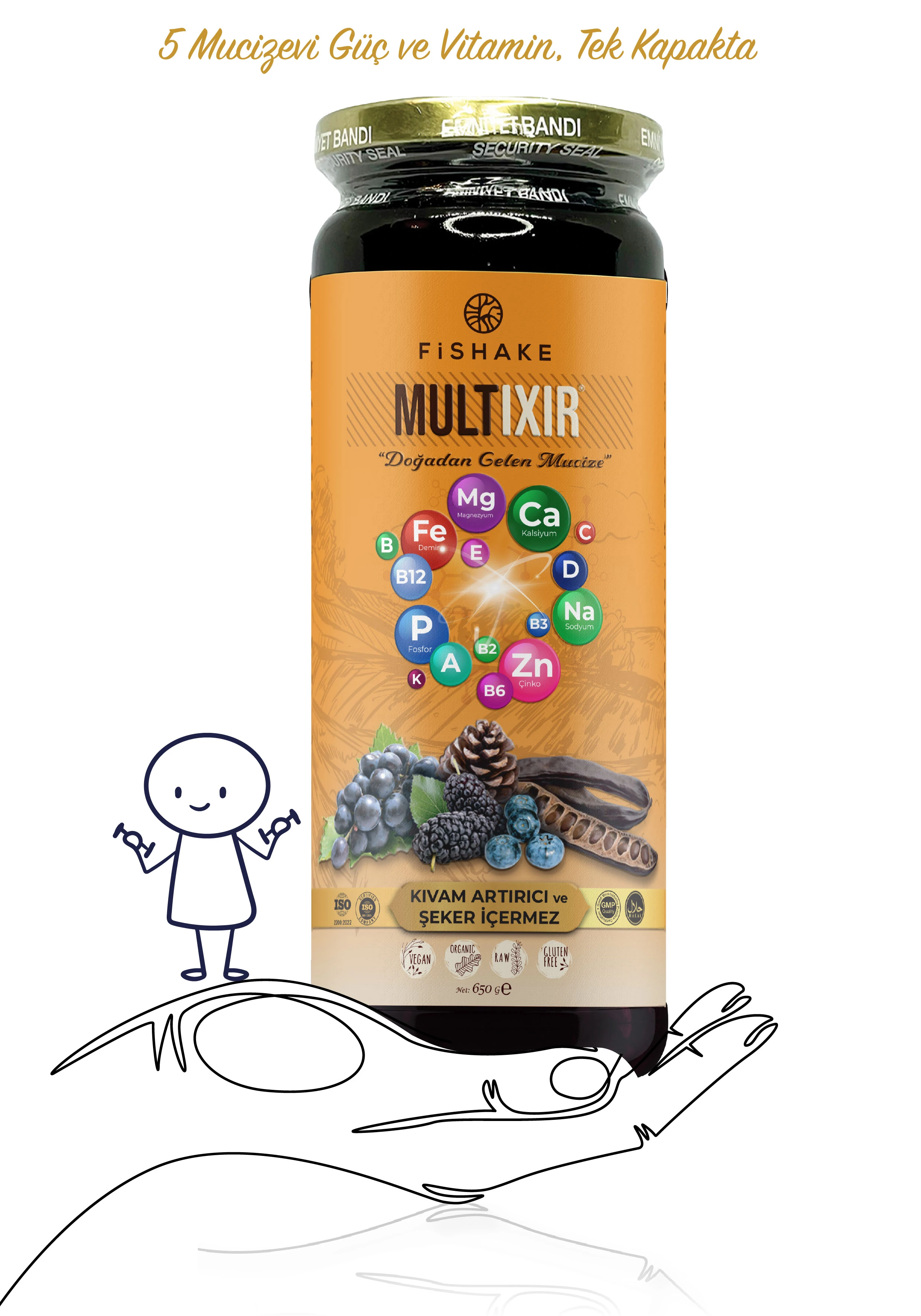 Karadut- Keçiboynuzu- Üzüm- Hurma- Kozalak- Vitamin Ilaveli Karışım ( Xl 650 Gr)