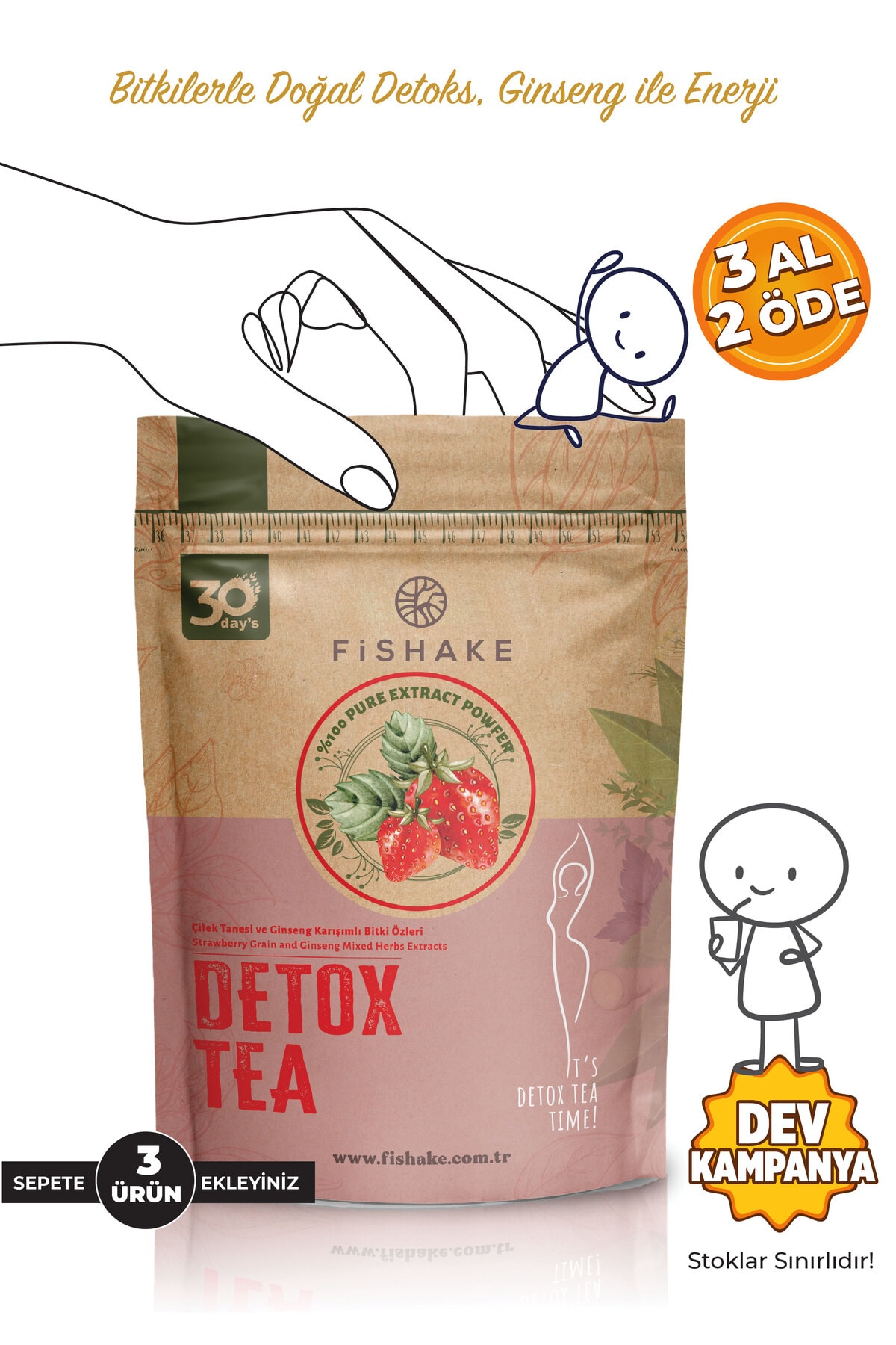Çilek Ve Gınseng Karışımlı Detox Tea Form Diyet Çay (30 GÜN)