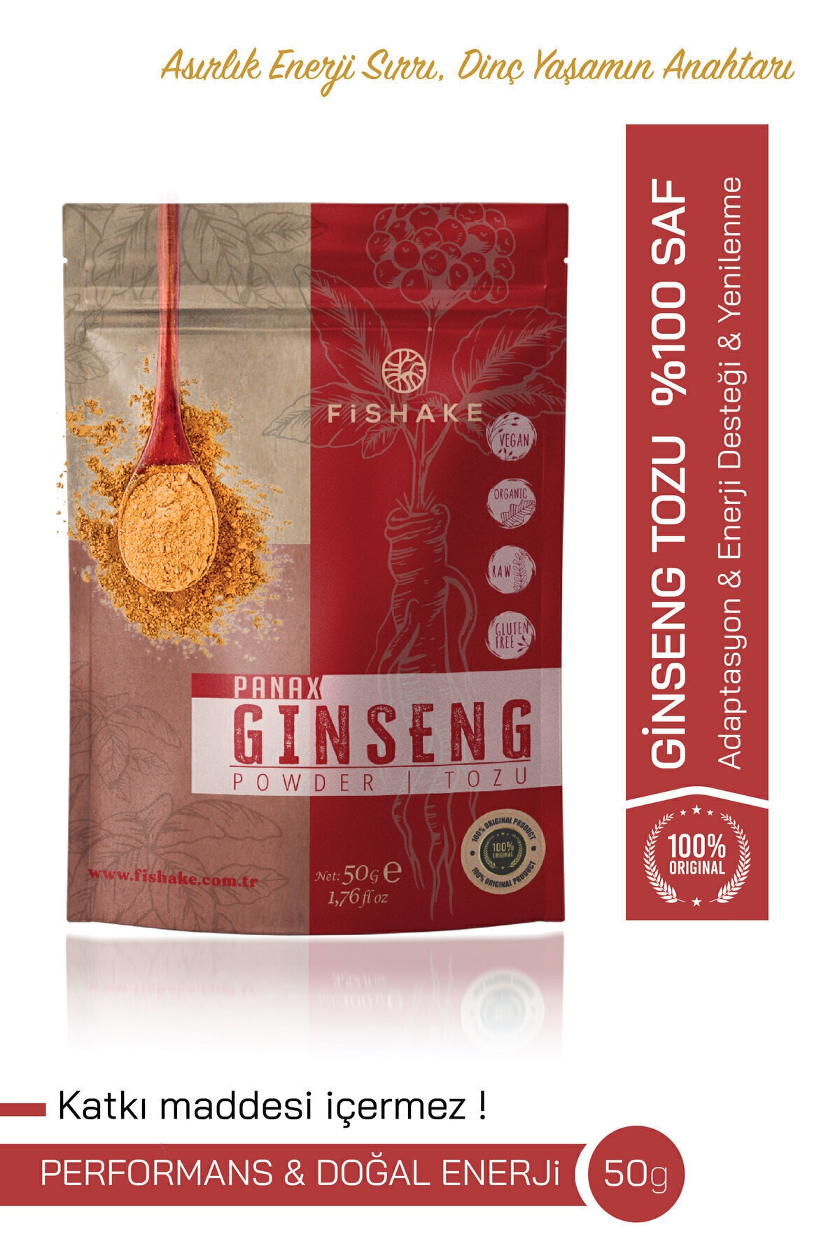Panax Ginseng Tozu %100 Saf 50 Gr