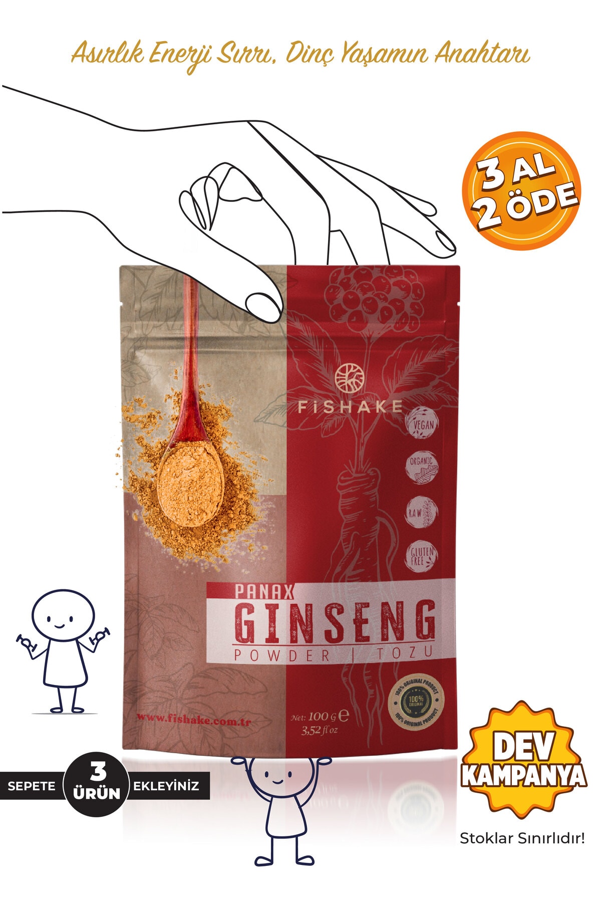 Panax Ginseng Tozu %100 Saf 100 Gr