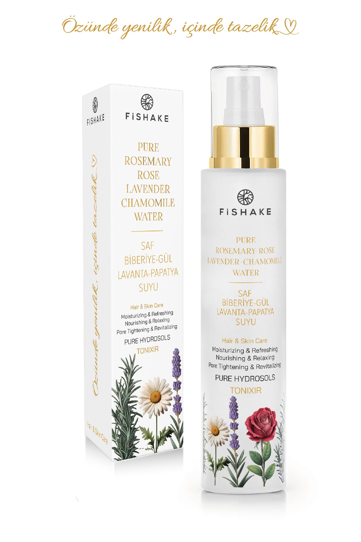 Tonixir Biberiye- Lavanta- Papatya Suyu- Gül Mayası %100 Saf ve Doğal Özel Formül Mix Hidrosol 100Ml