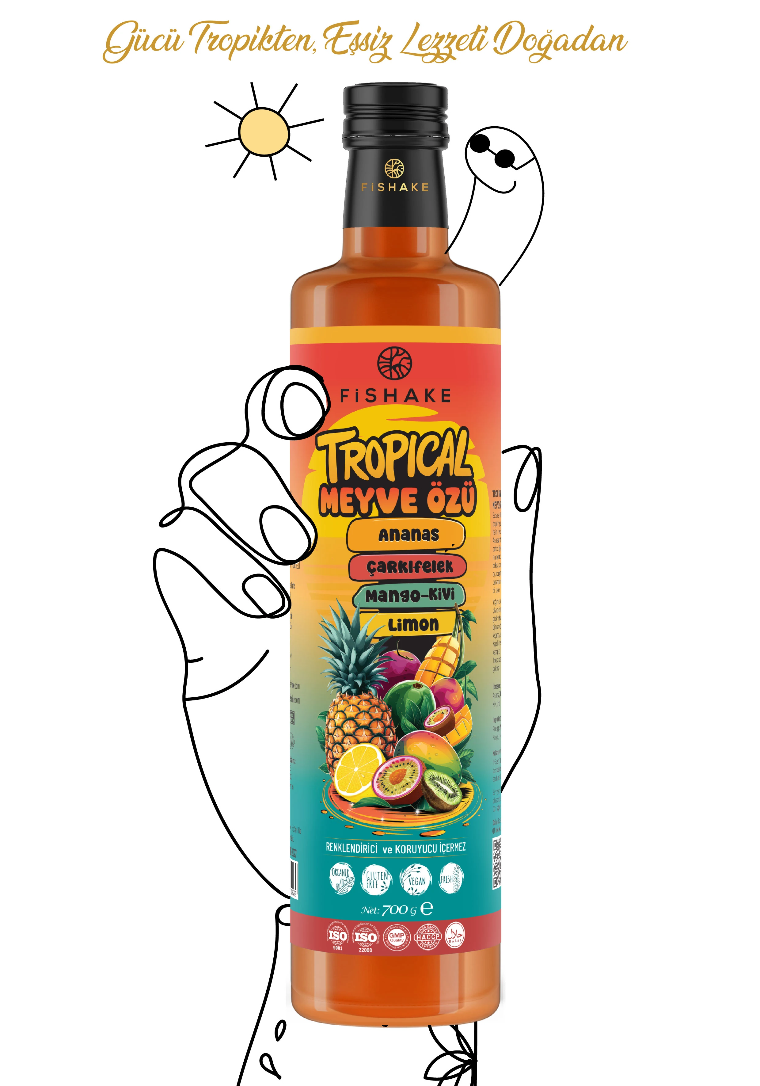 Tropikal Meyve Özü 700 GR / Ananas- Mango- Çarkıfelek- Lime- Kivi ( Karadut Kıvamında Öz )