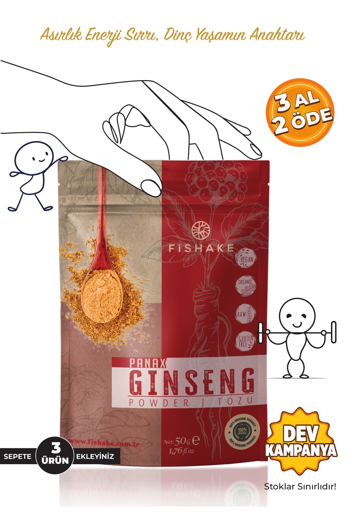Panax Ginseng Tozu %100 Saf 50 Gr