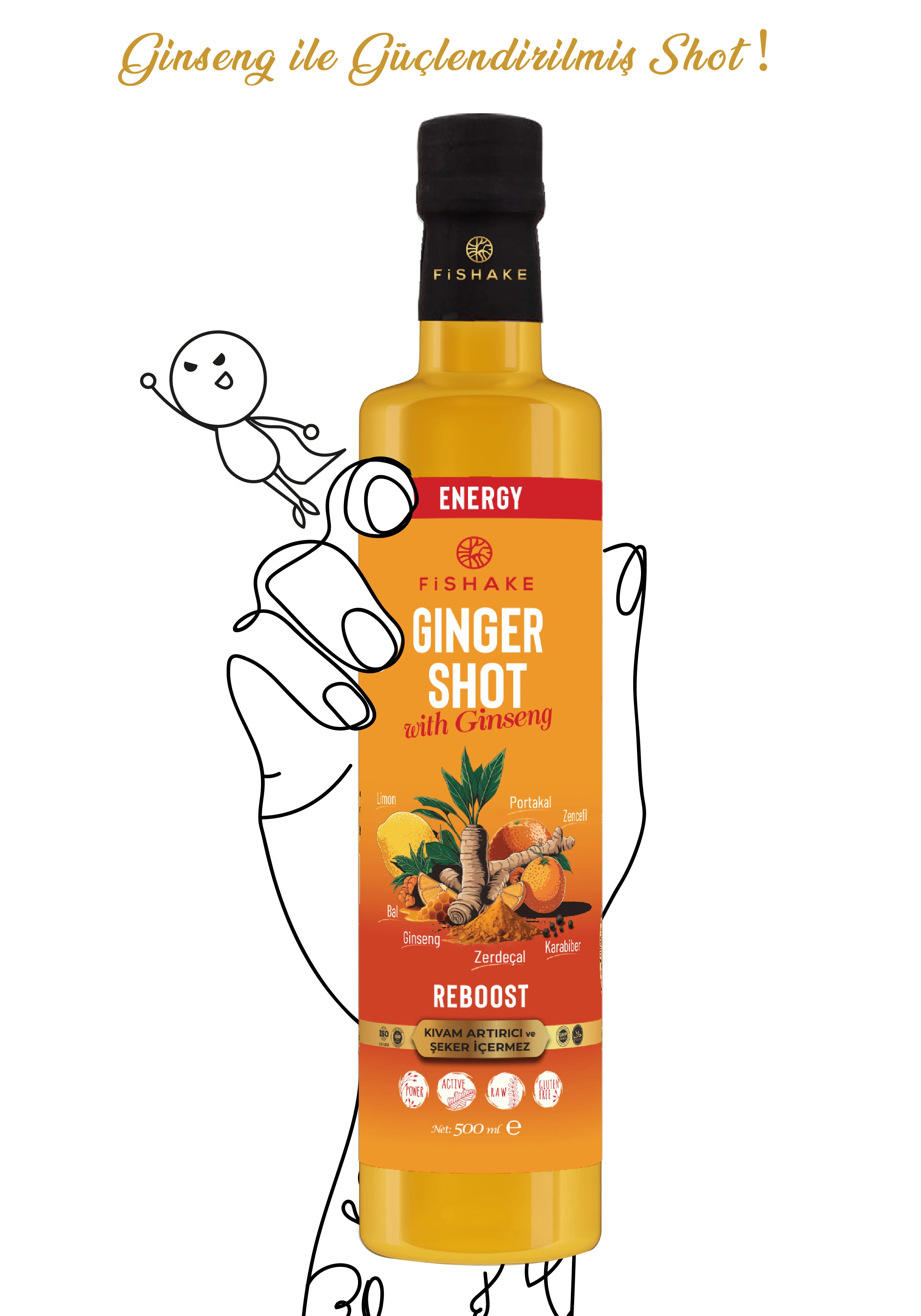 Ginger Shot & Ginsengli / Zencefil Shot 500 ml