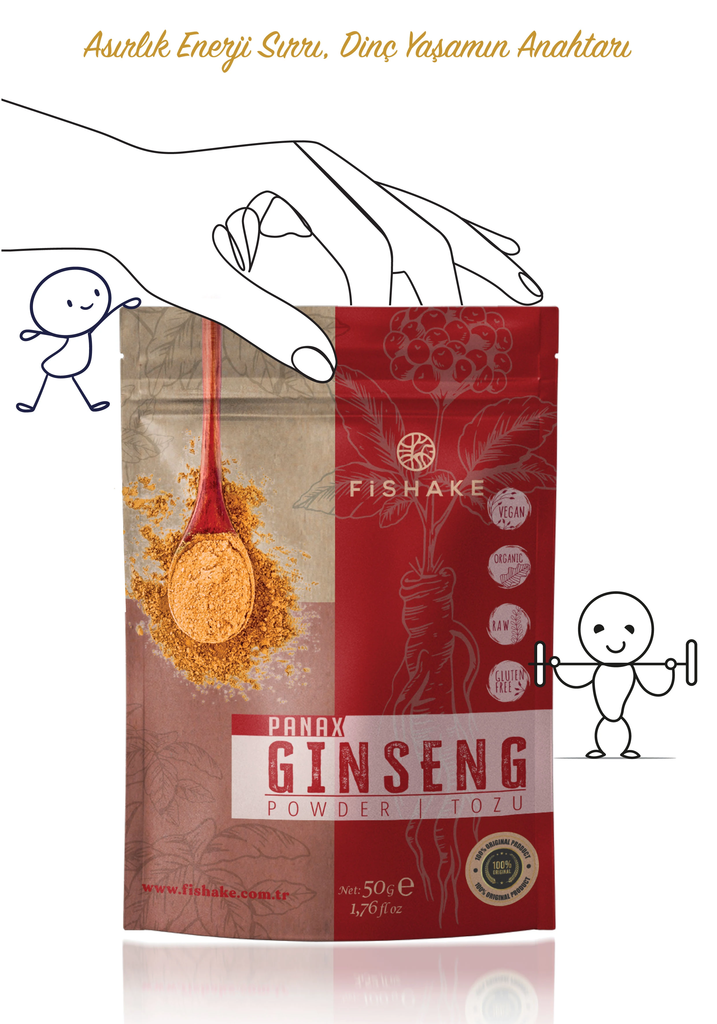 Panax Ginseng Tozu %100 Saf 50 Gr