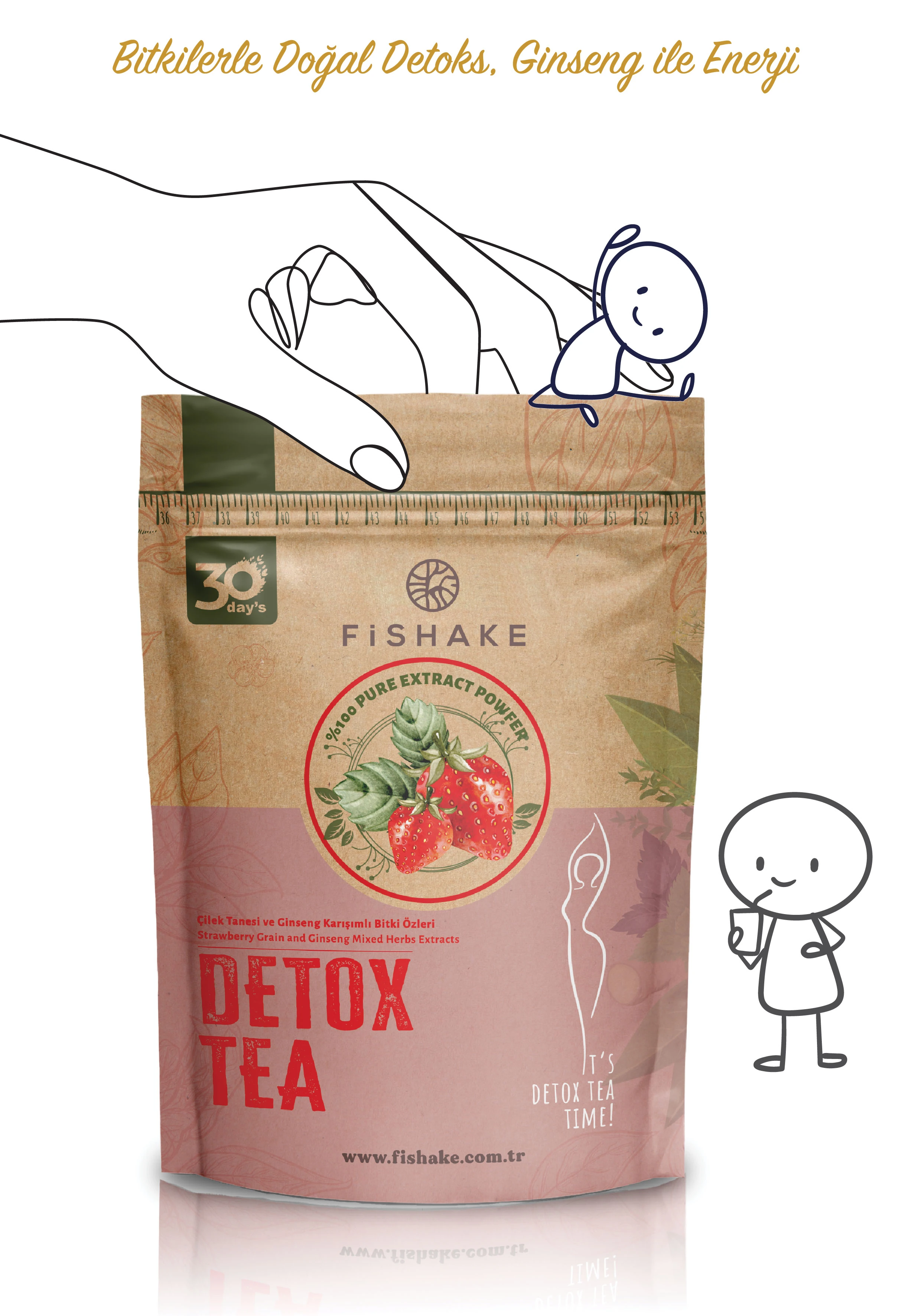Çilek Ve Gınseng Karışımlı Detox Tea Form Diyet Çay (30 GÜN)