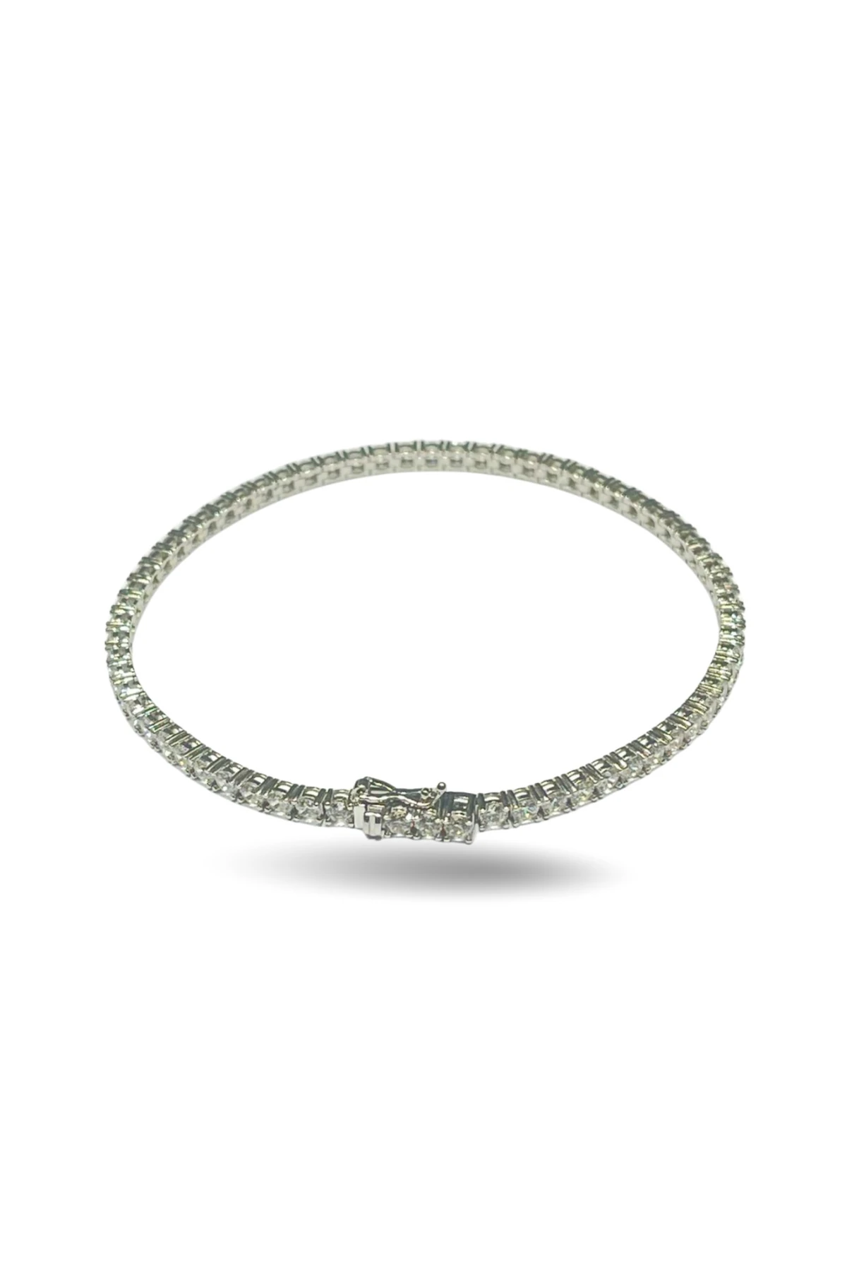 Sıra taş su yolu bileklik 14 ayar beyaz altın bileklik