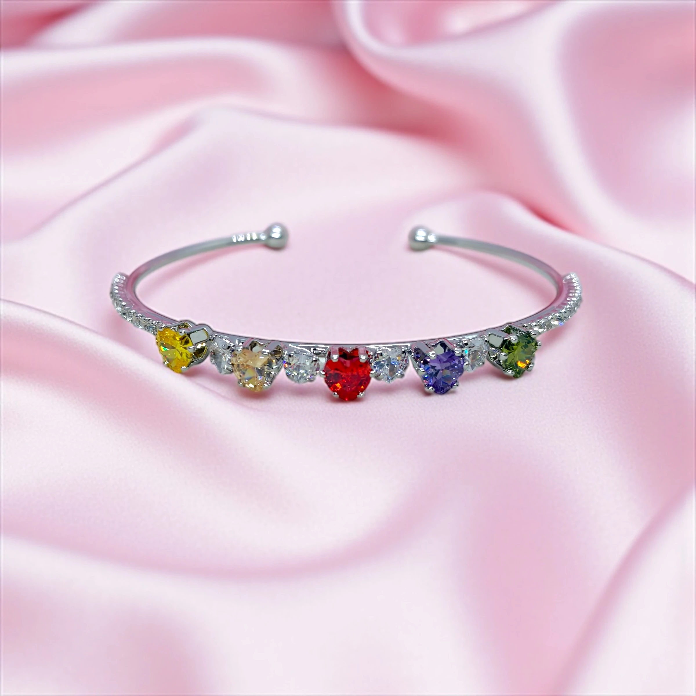 Rainbow Heart Kelepçe Bileklik