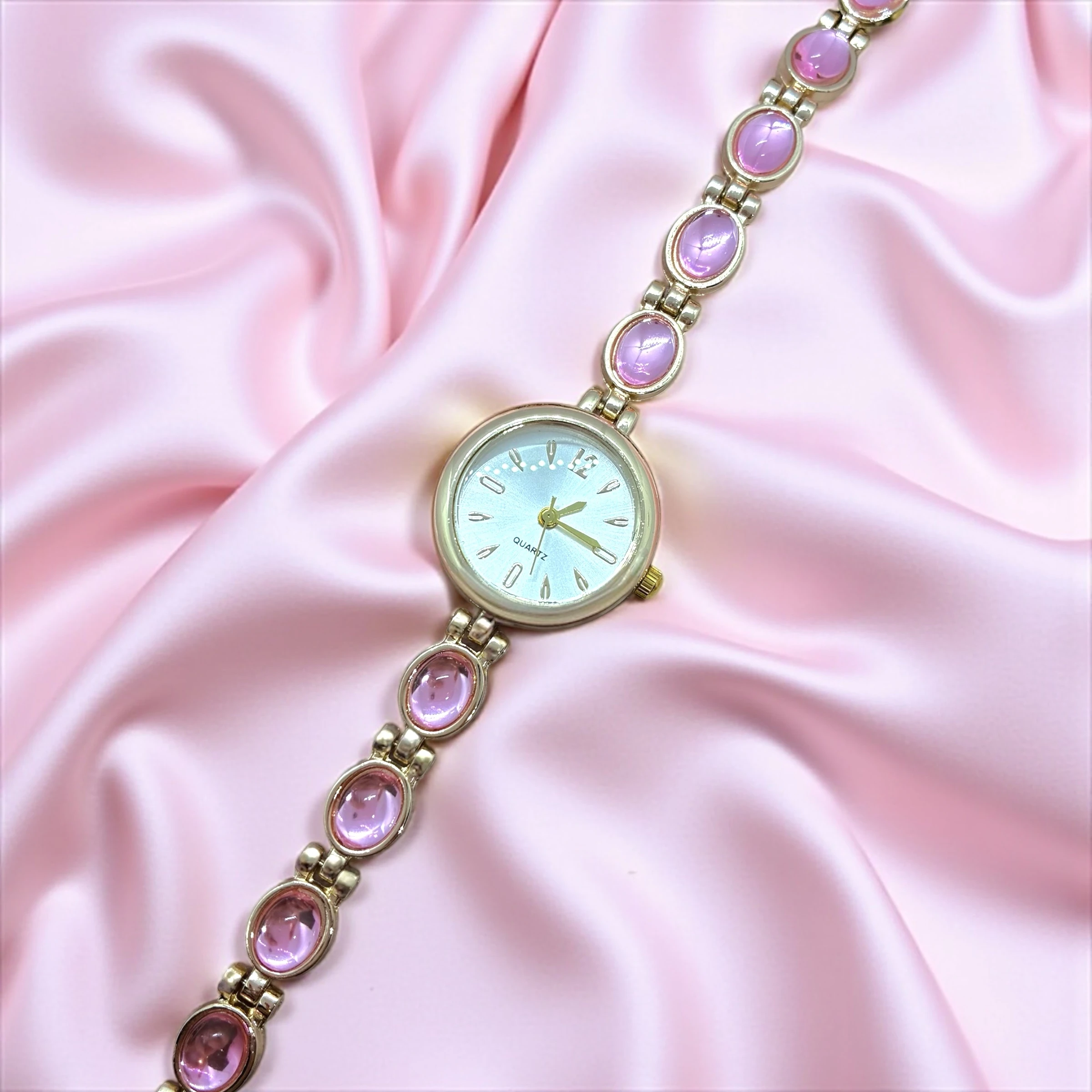 Gold - Pembe Taşlı Saat 