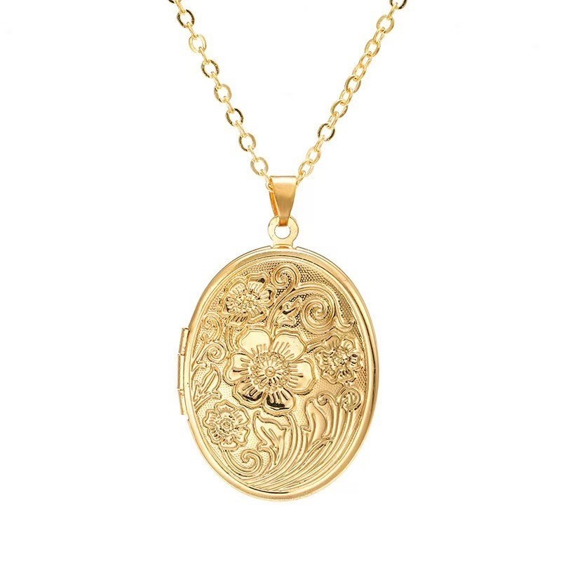 Çelik | Çiçekli Open Locket Kolye