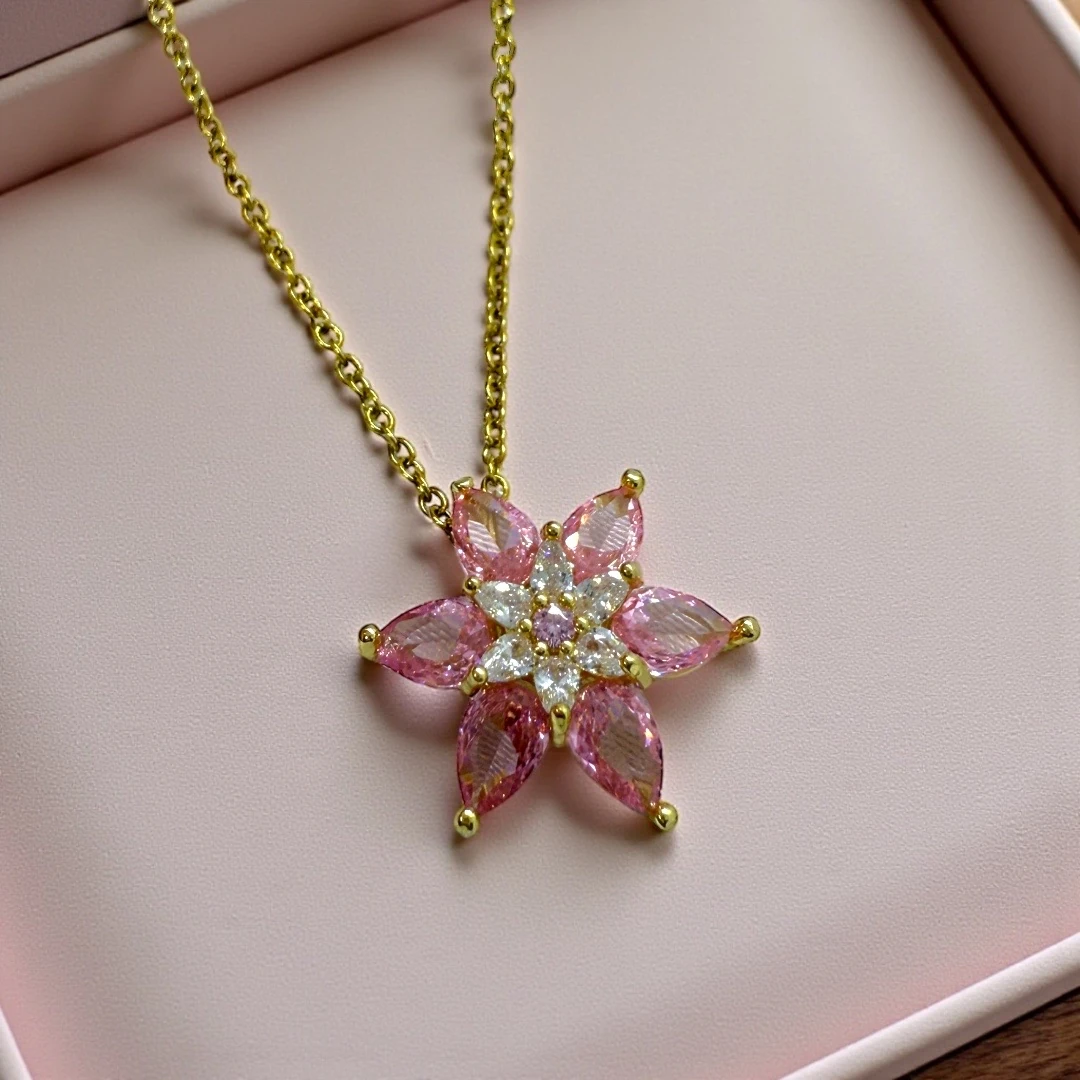 Çelik | Pink Petal Bloom Kolye