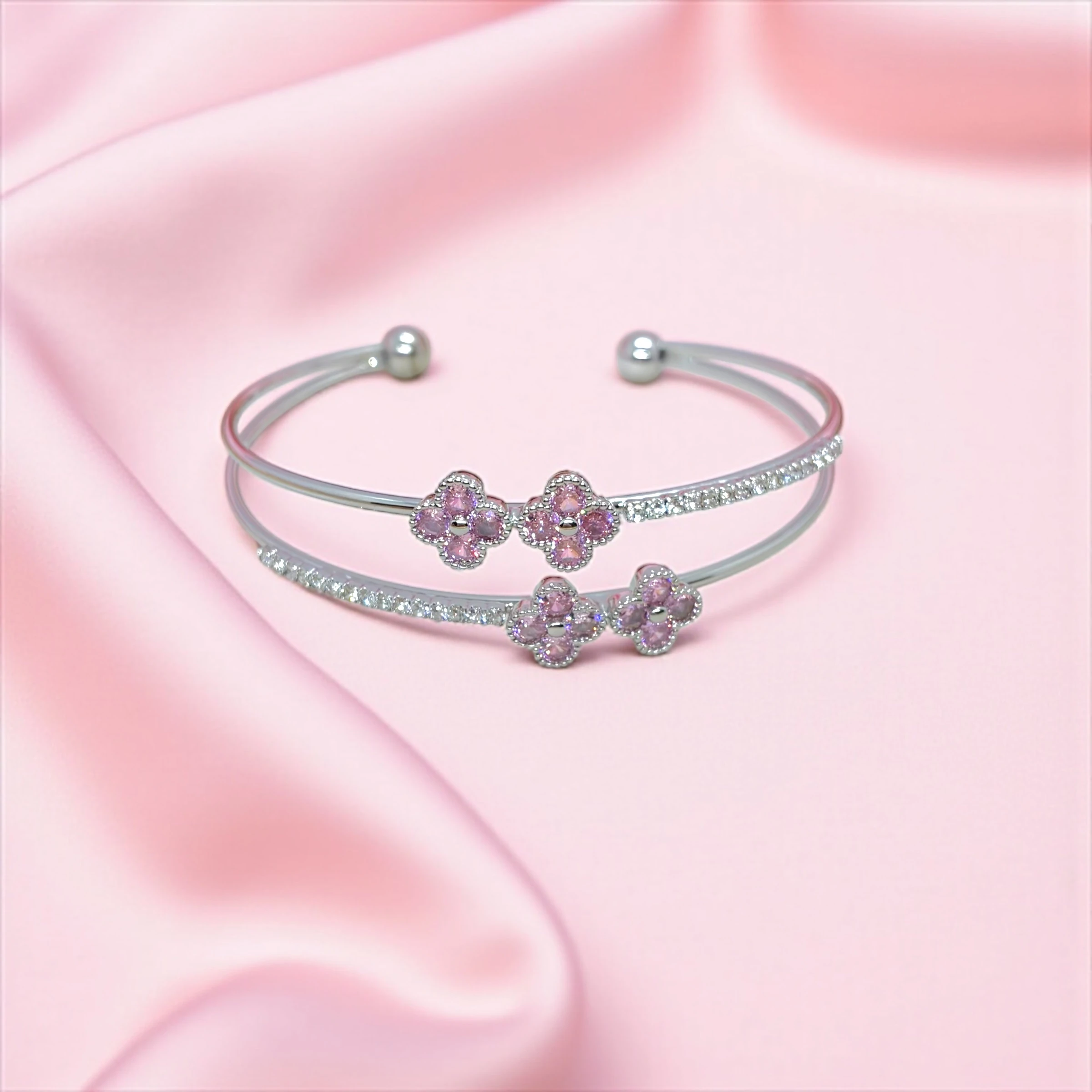 Silver Yonca Kelepçe Bileklik