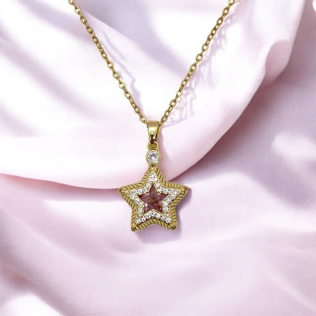 Çelik | Pink Star Kolye