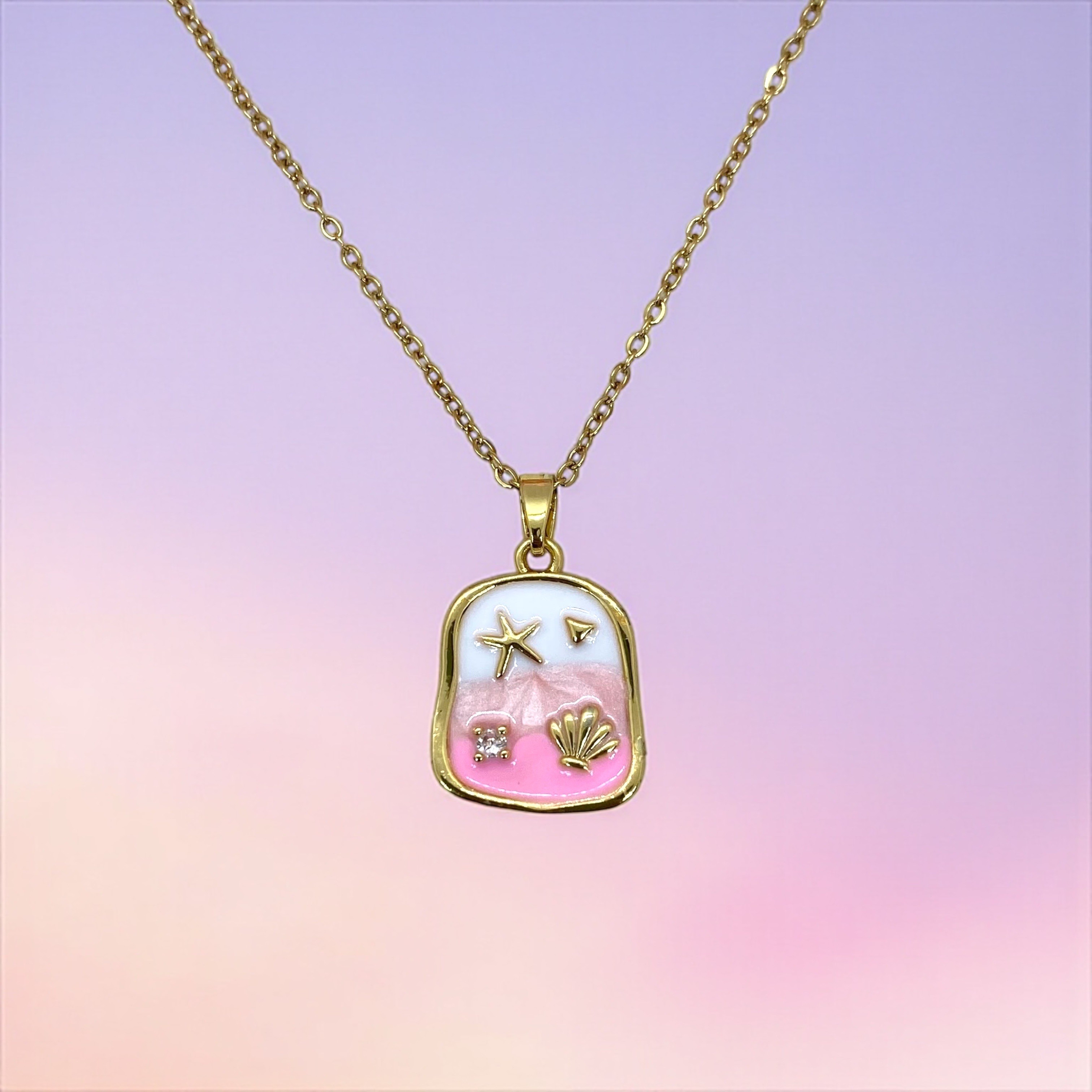 Çelik | Pink Shell Kolye