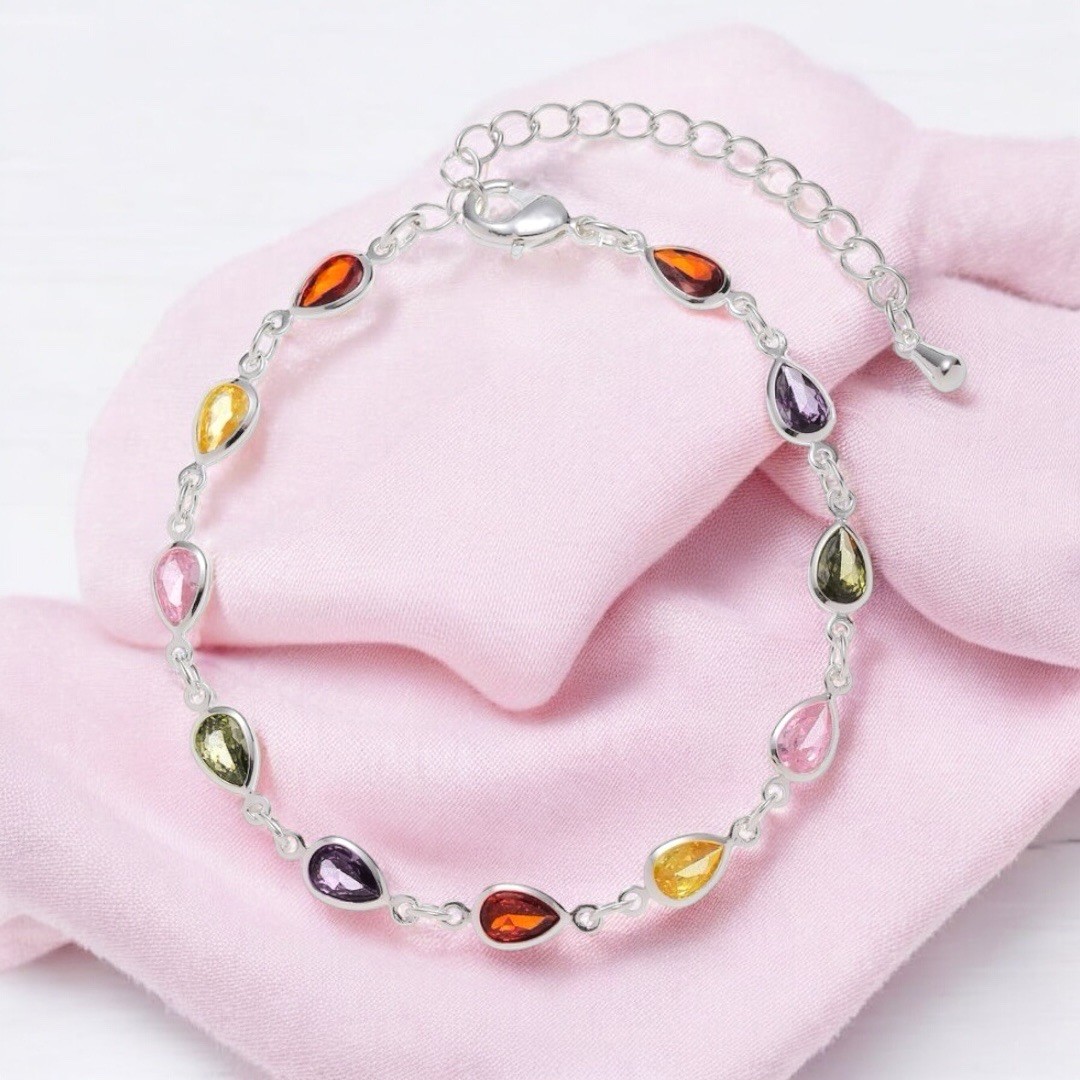 Silver Oval Taşlı Bileklik
