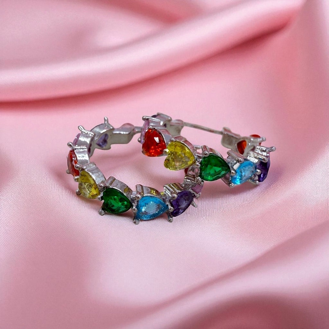 Rainbow Heart Küpe
