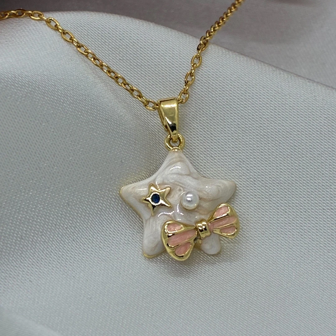 Çelik | Mineli Yıldız Kolye