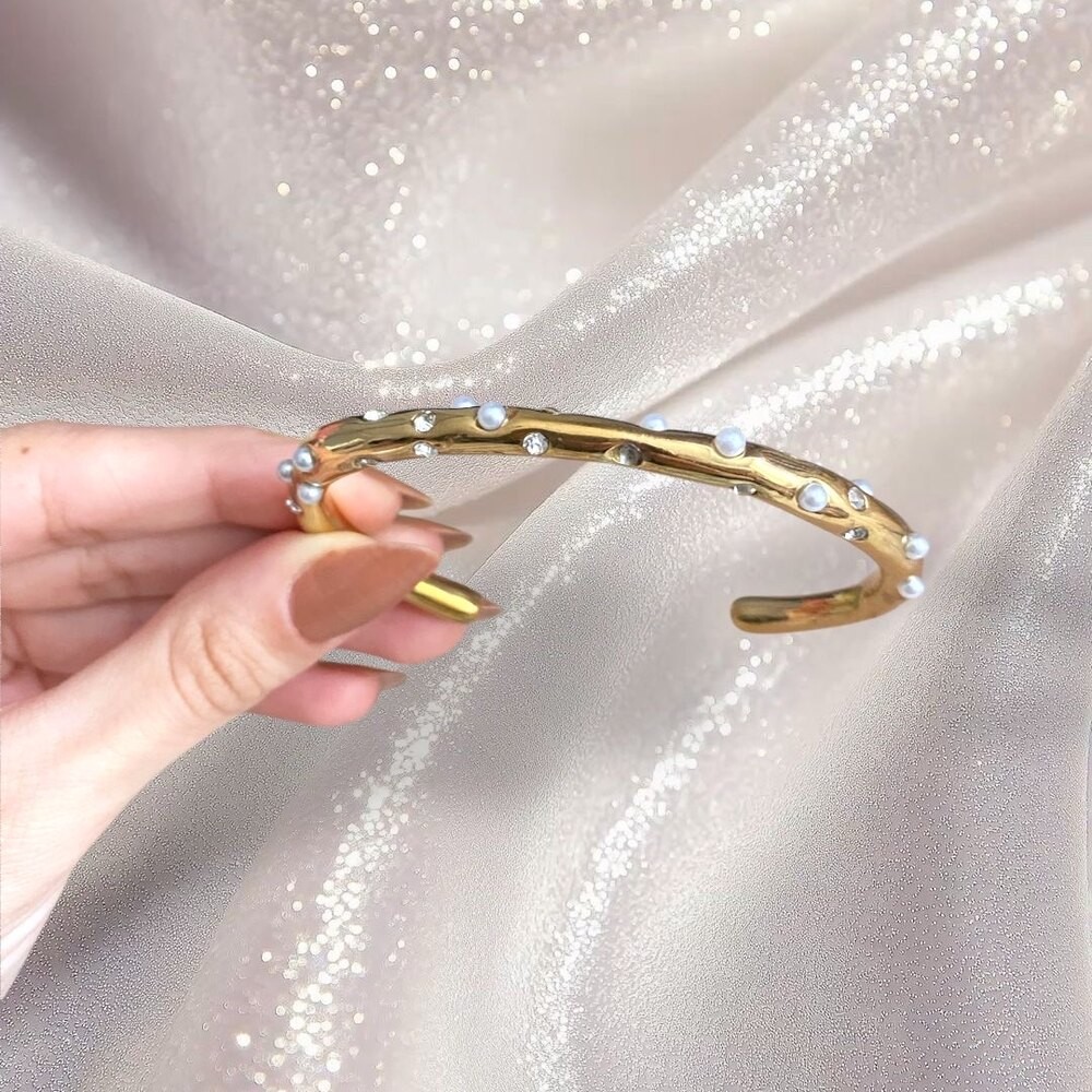 Çelik | Golden Pearl Bileklik