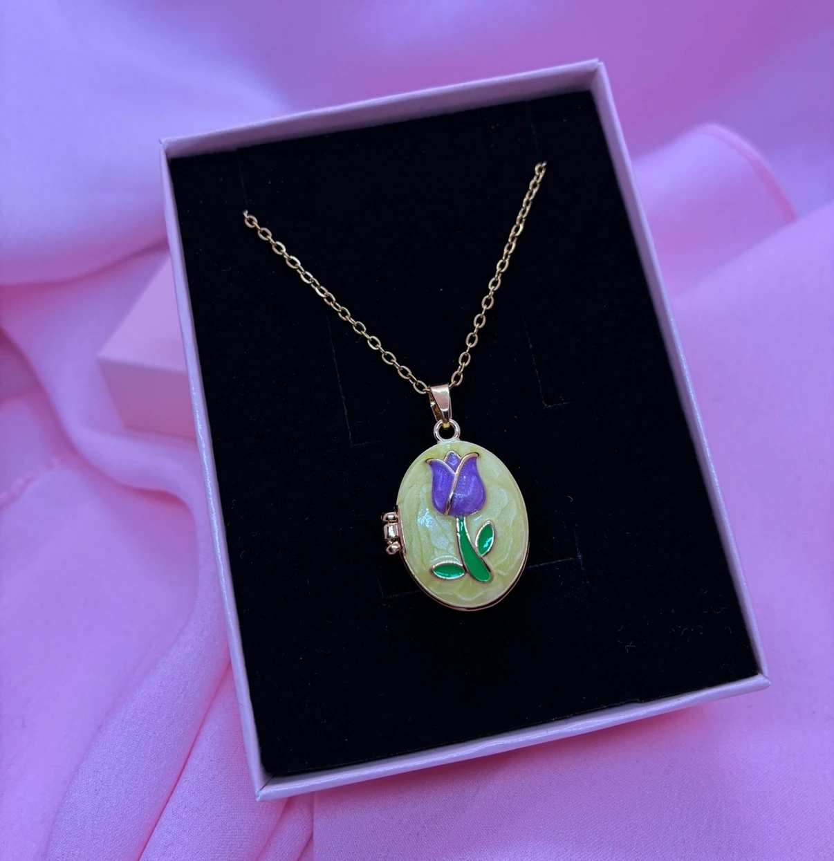 Çelik | Butter Yellow Open Locket Kolye