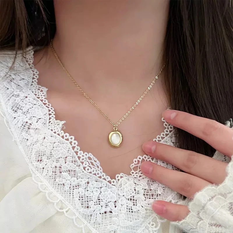 Çelik | Beyaz Damla Kolye