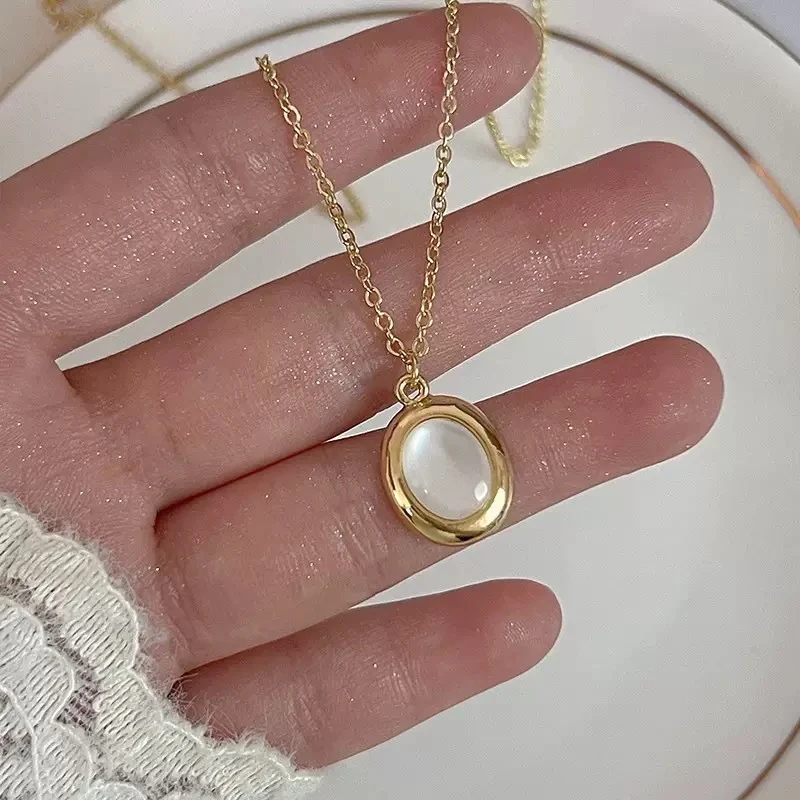 Çelik | Beyaz Damla Kolye