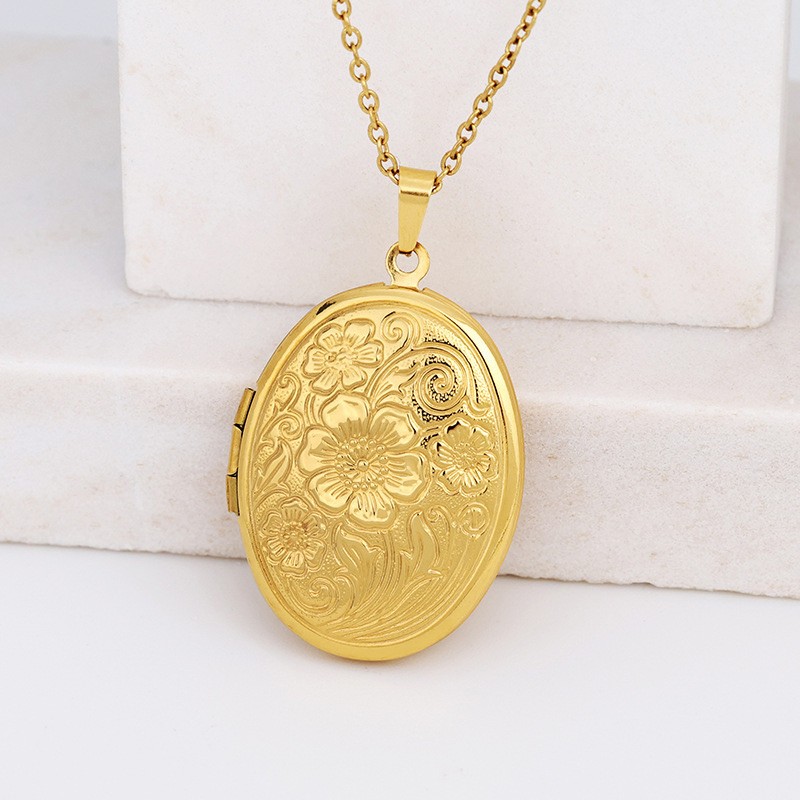 Çelik | Çiçekli Open Locket Kolye