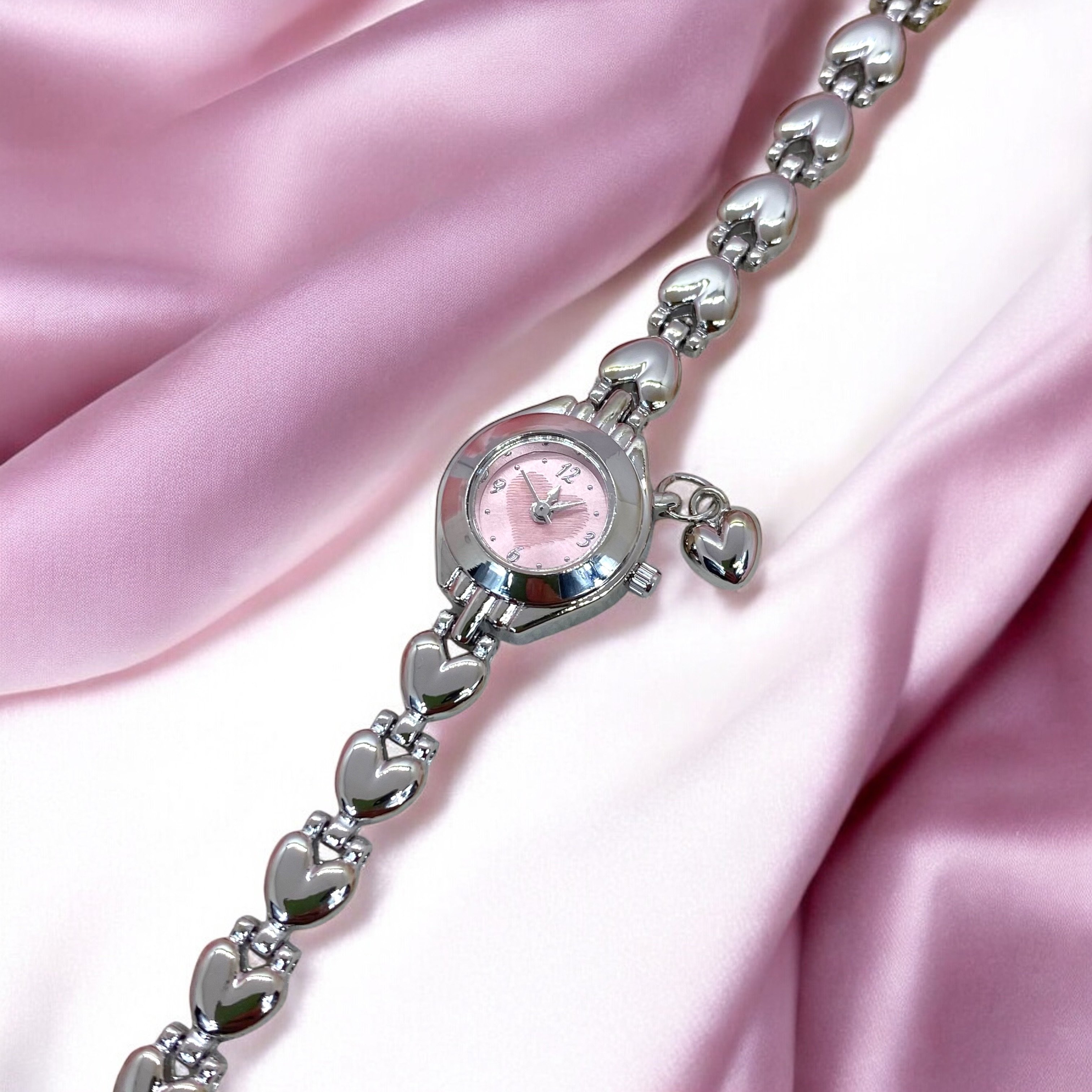 Silver-Pink Sweetheart Saat
