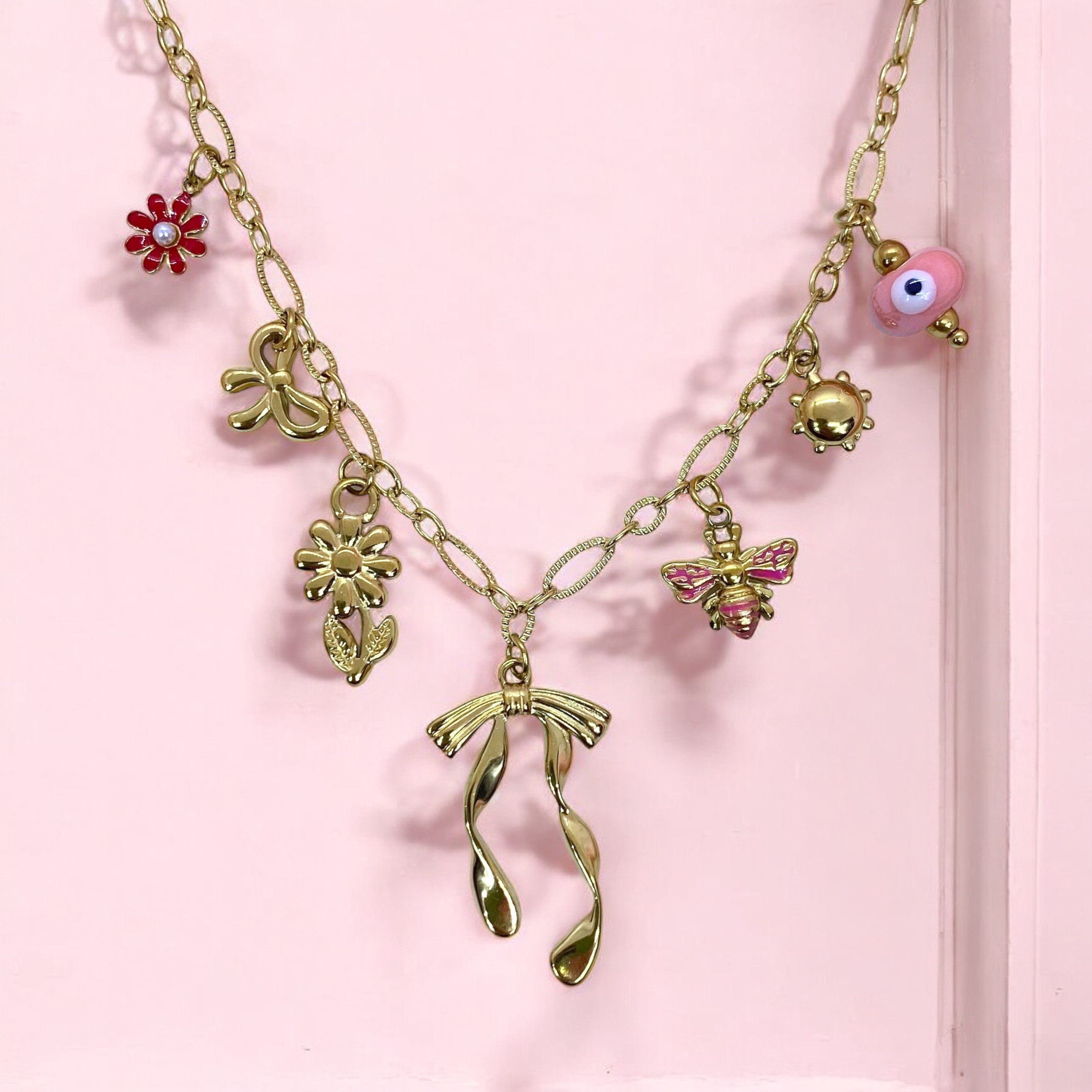 Çelik | Fiyonk Charm Kolye
